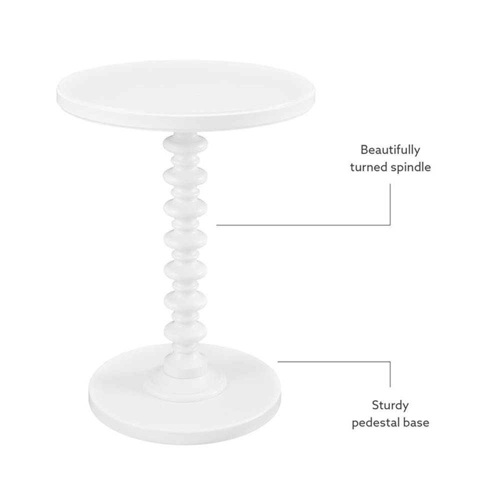 Linon Spectrum 17″ Round Spindle Accent Table in White Painted Wood