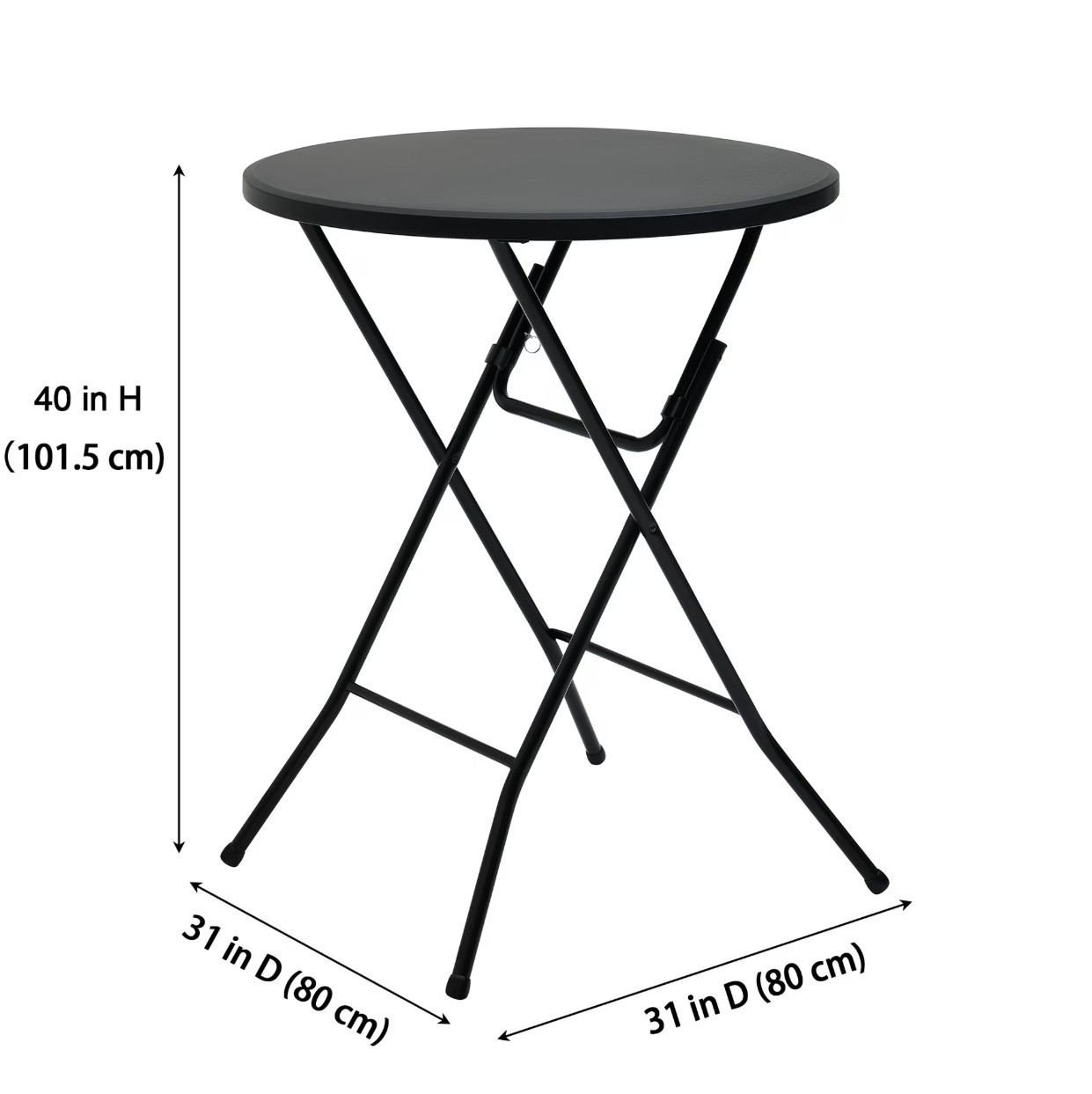 Mainstays 31″ Round High-Top Cocktail Folding Table, Black
