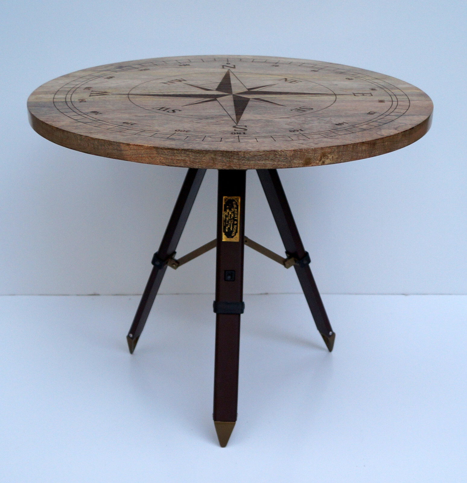 Designer nautical compass style directional wooden coffee table bar & cafe decor