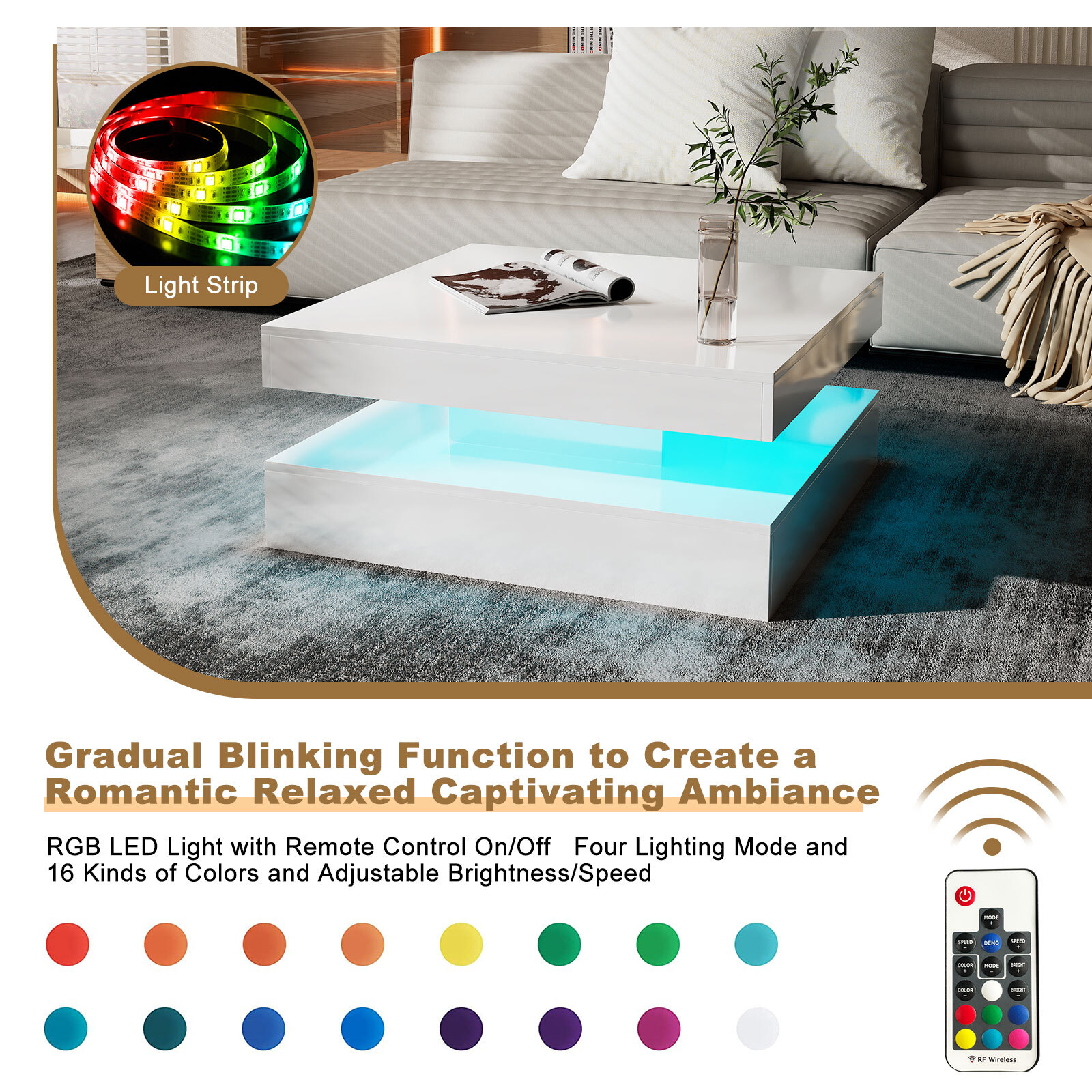 Modern LED lighting coffee table LED living room coffee table coffee table coffe