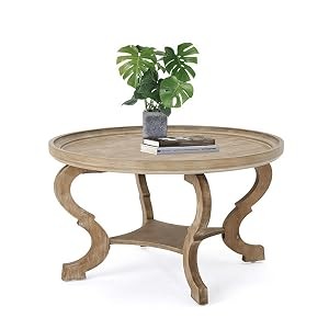 Althea Faux Wood Circular Coffee Table, Nature