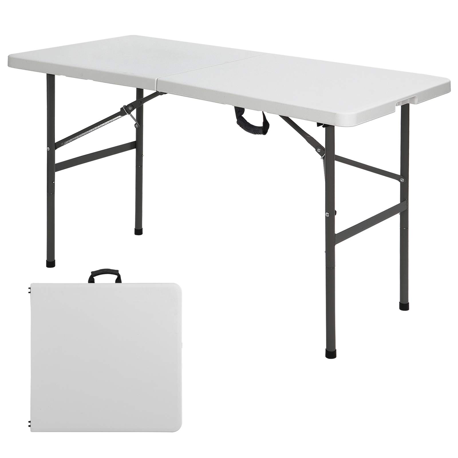 2PCS 4FT Foldlable Table Durable w/Carry Handle Picnic Party Camping Desk White