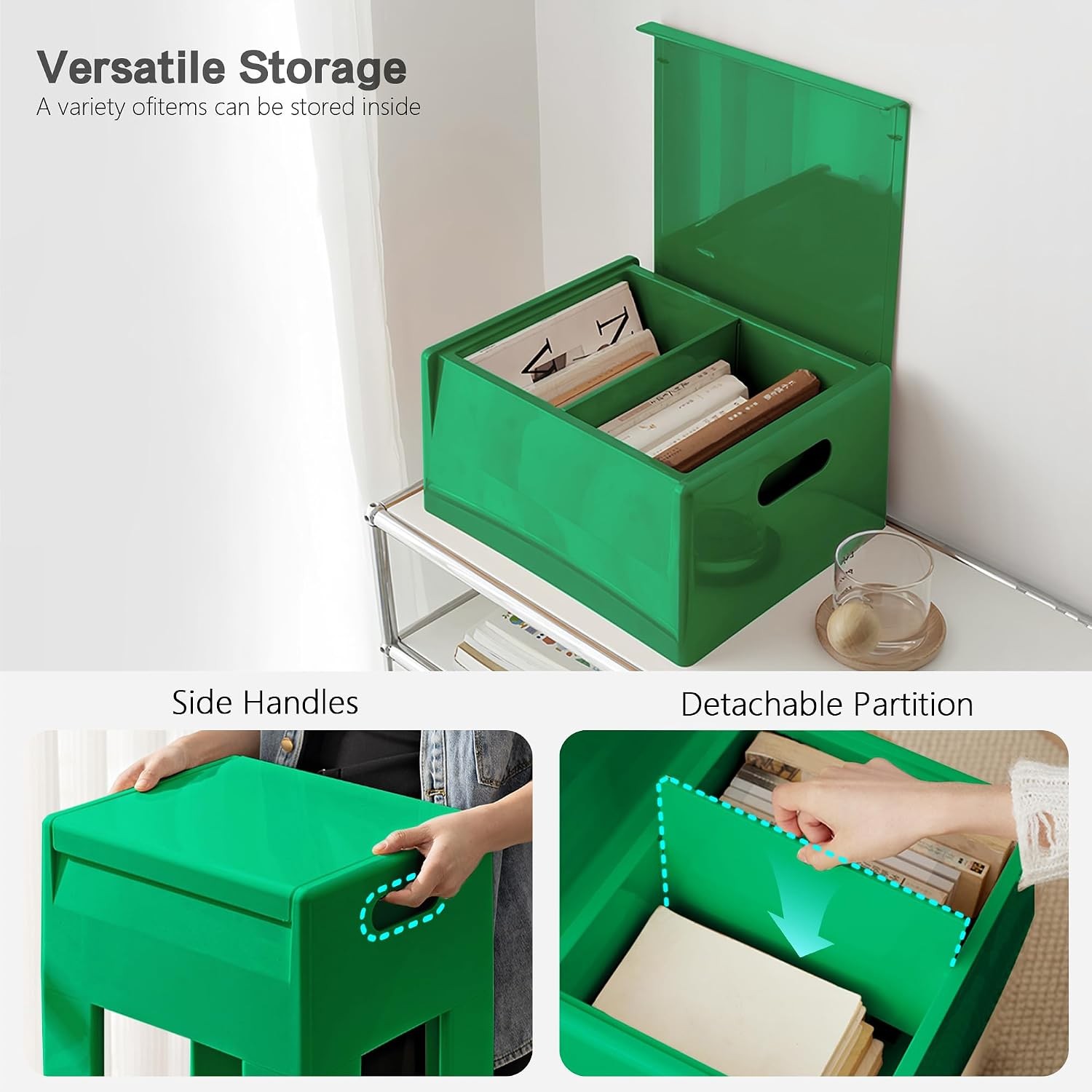 Green 11.8x15x15.7in Multifunctional Plastic Side Table