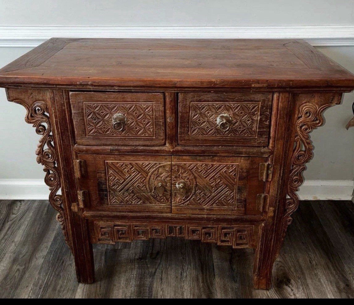 Antique Hand-Carved Wooden Chinese Alter Table Circa 1800