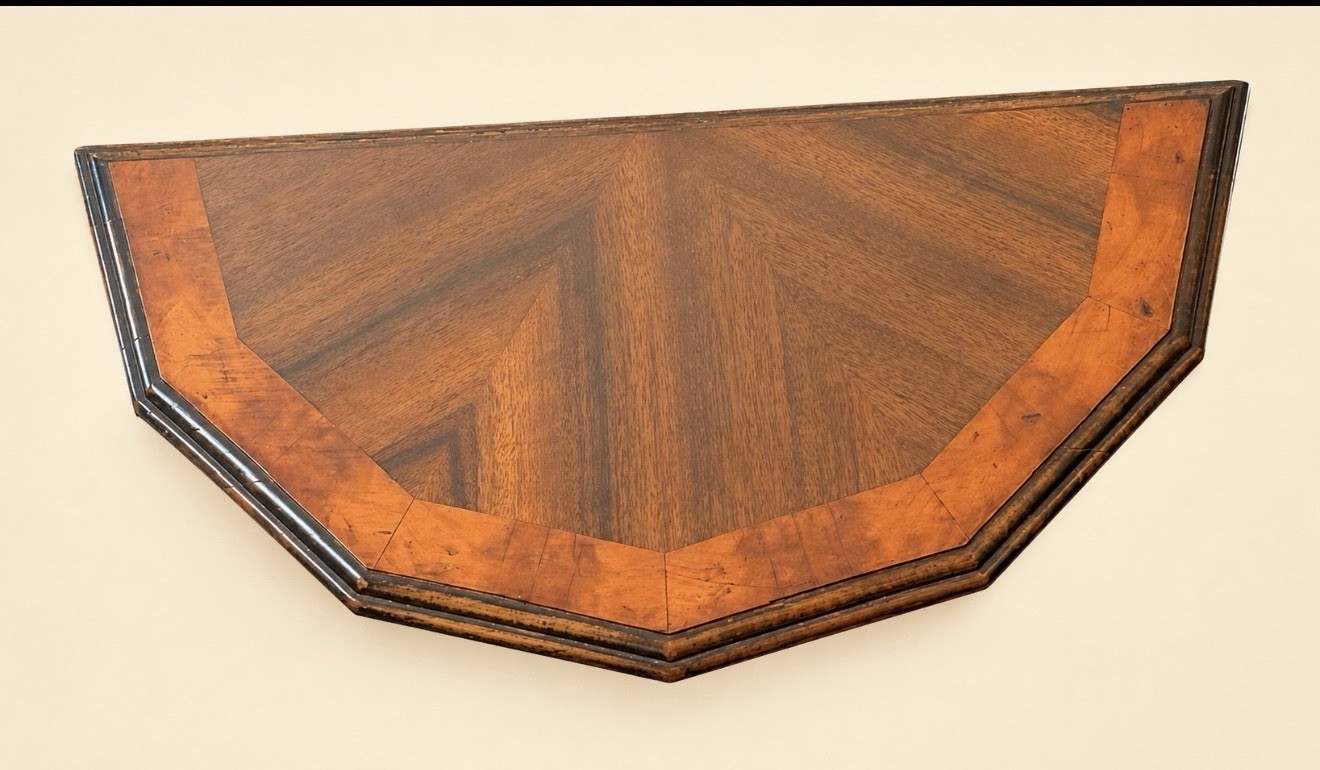 Victorian Mahogany Wood Demilune Console Table Brown Original Finish 24x12x22.5