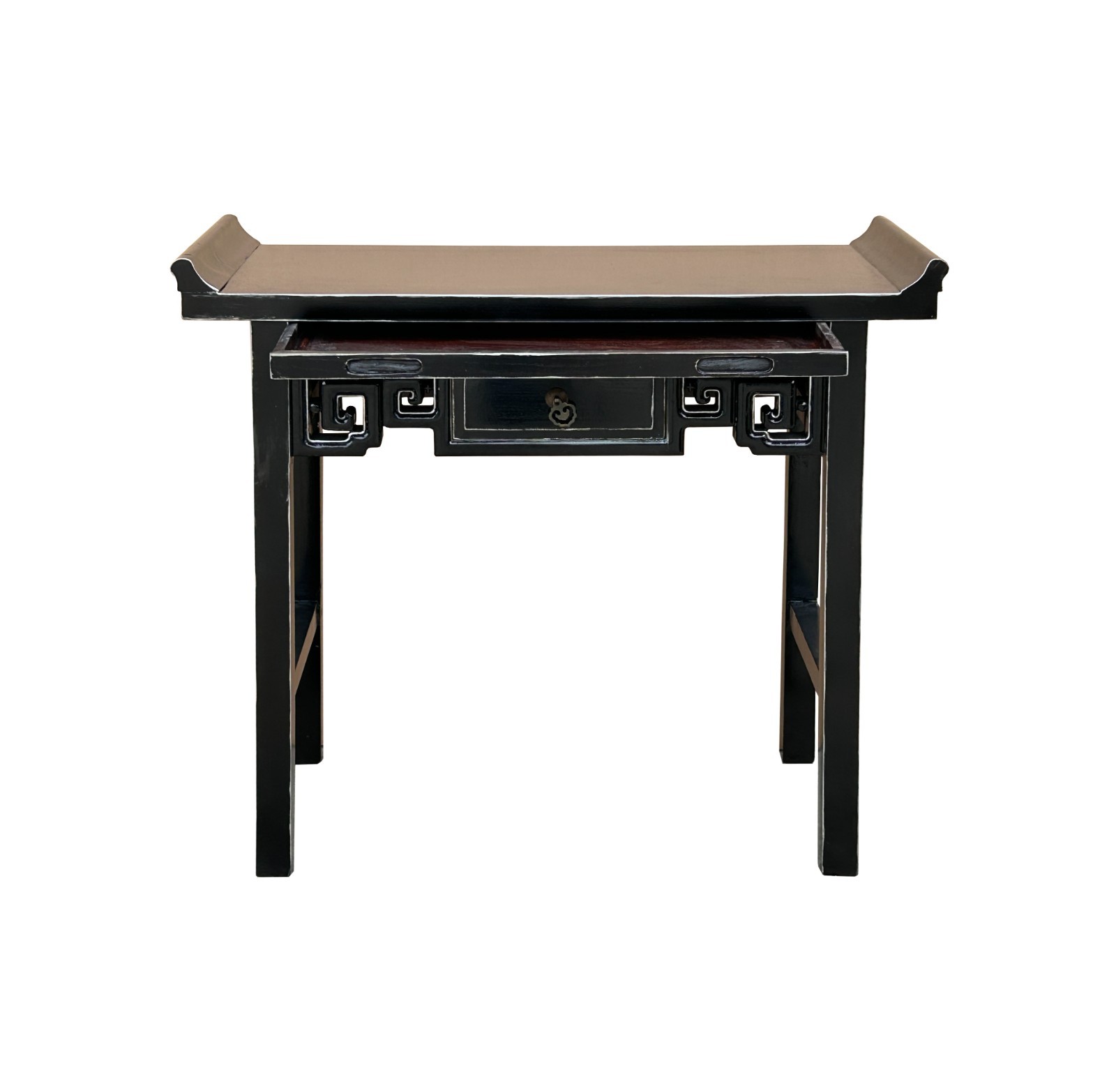 Chinese Black Lacquer Tall Shrine Offering Altar Console Table GB031