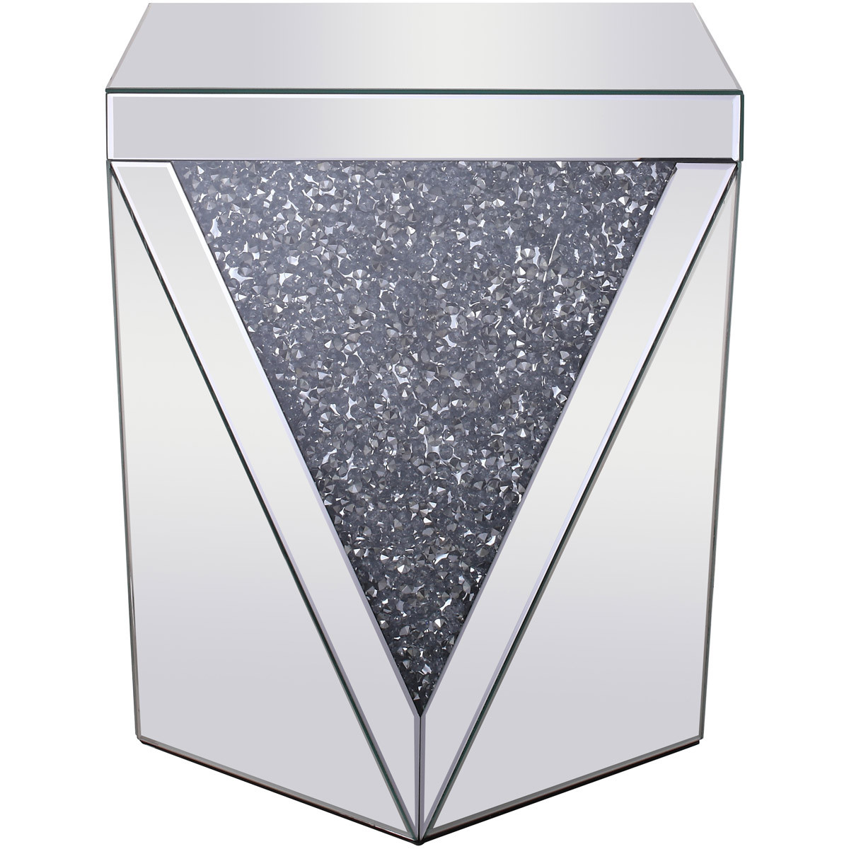 Mirrored Embedded Crystal End Table Living Dining Room Bedroom Office Art Deco