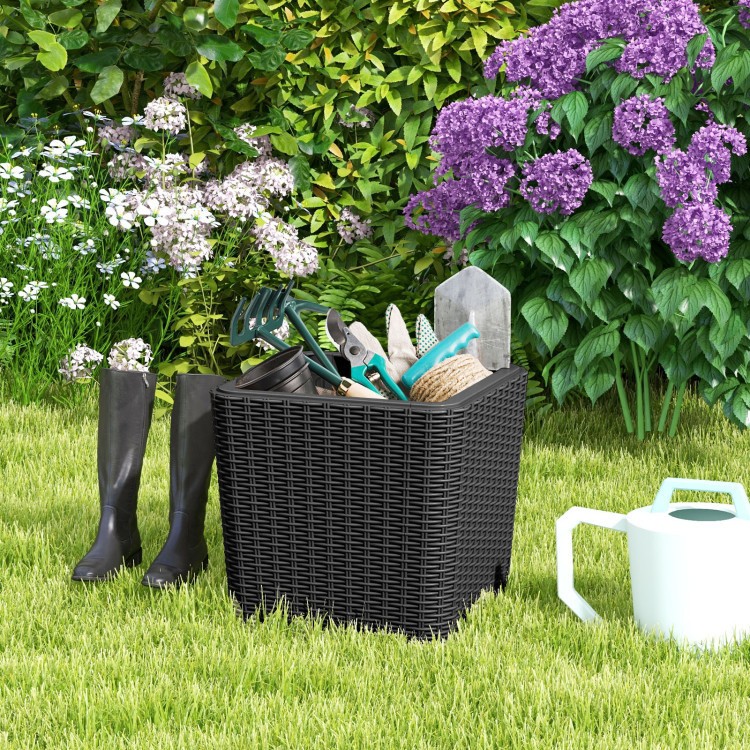 Outdoor Resin End Table 15in, 11.5-Gal Storage, 330lb Weight Limit