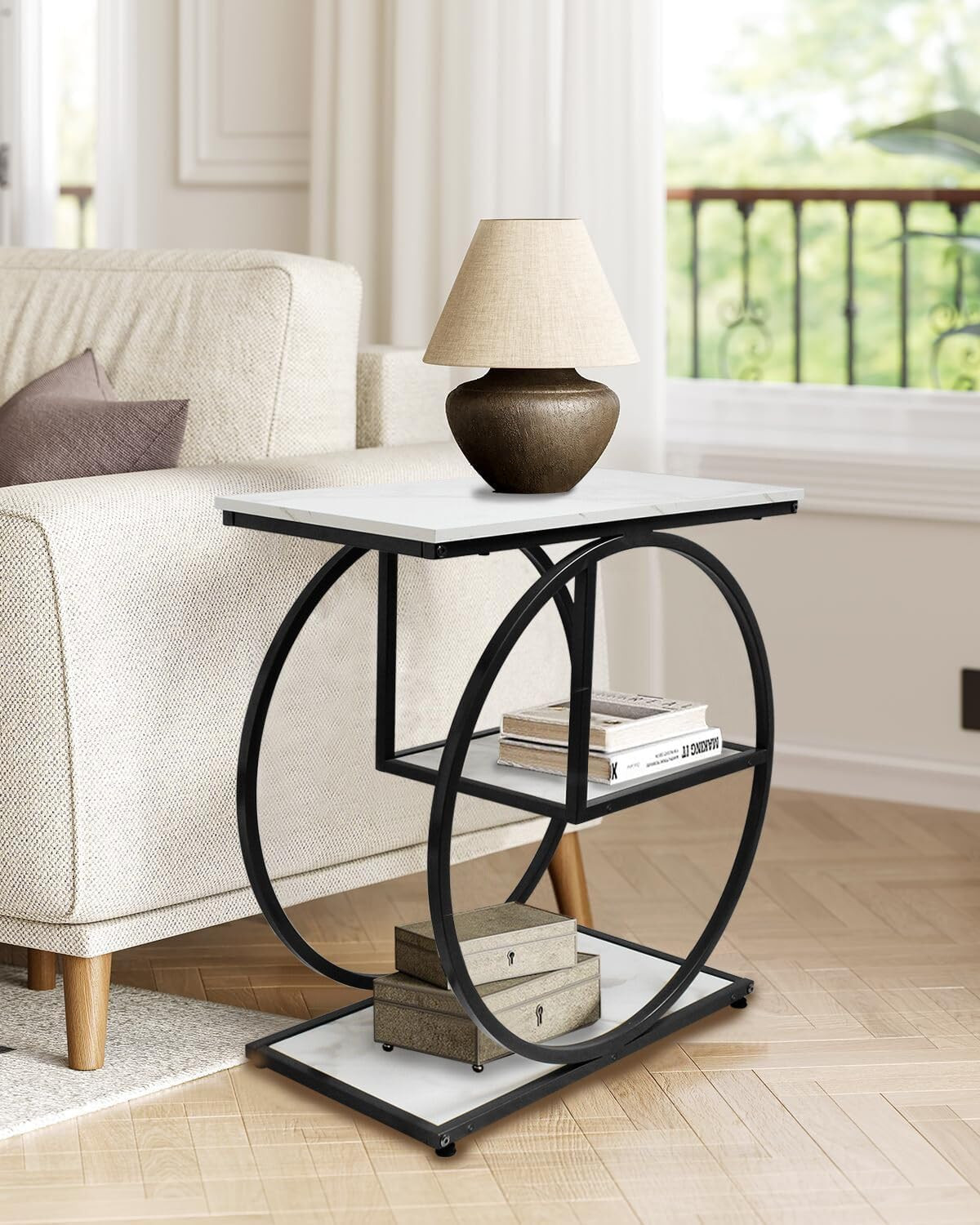 Stylish Black 3-Tier Side Table Set with Storage for Living Room & Bedroom