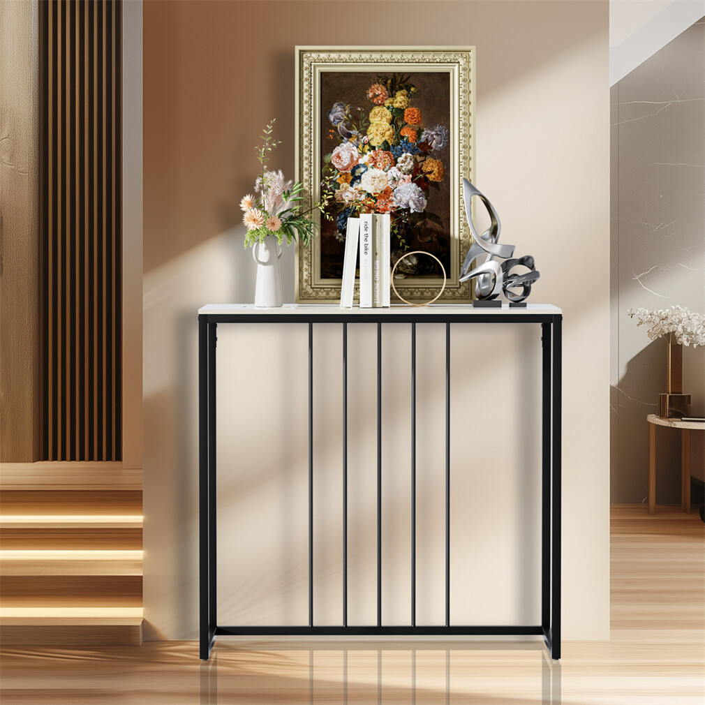 Stylish Console Table Glossy Sintered Stone Hallway Narrow Entryway Tables 80CM
