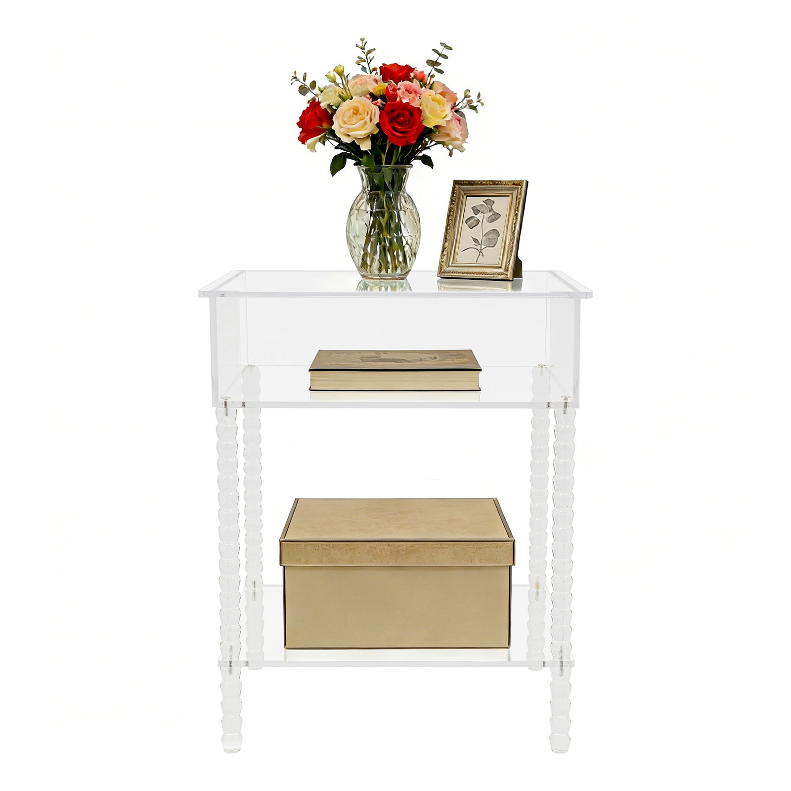 Acrylic Side Table End Table With Storage Nightstand For Living Room Bedroom