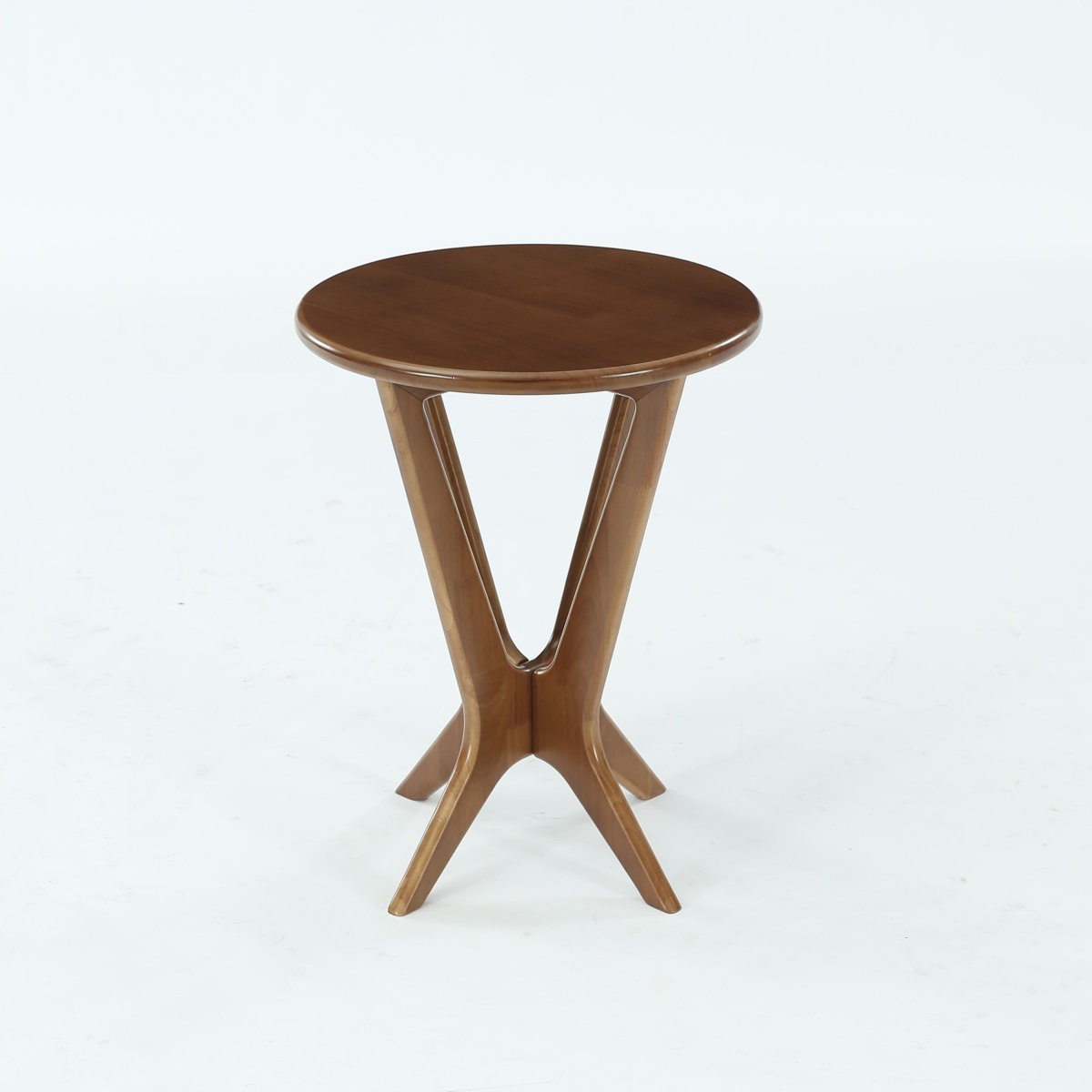 Solid Wood Round End Table 19.69” Mid-Century Modern Side Table for Living Room