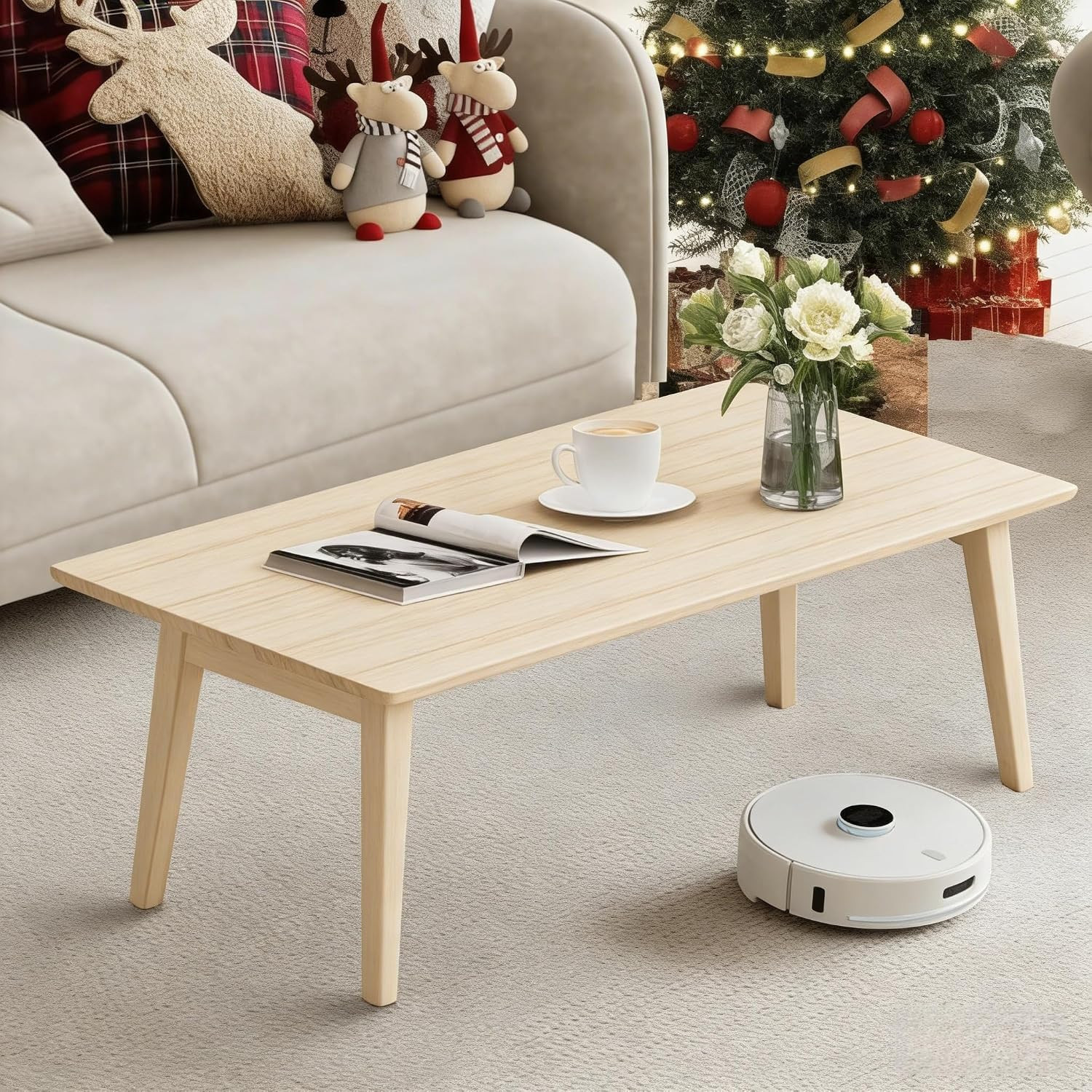 Foldable Bamboo Coffee Table – Portable Low Desk for Living Room & Bedroom