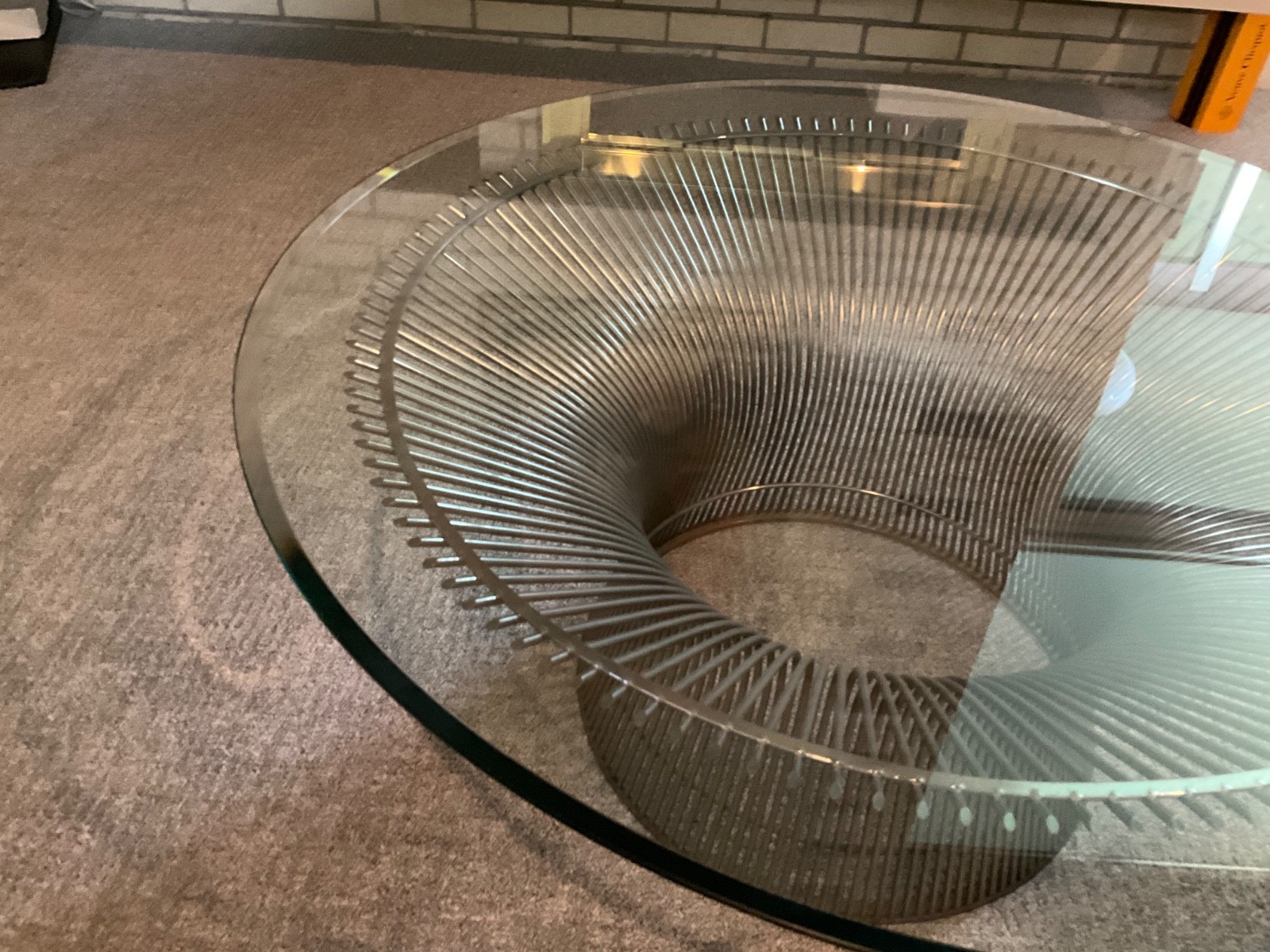 1970’s Warren Platner Nickel and chrome 36 in glass coffee table
