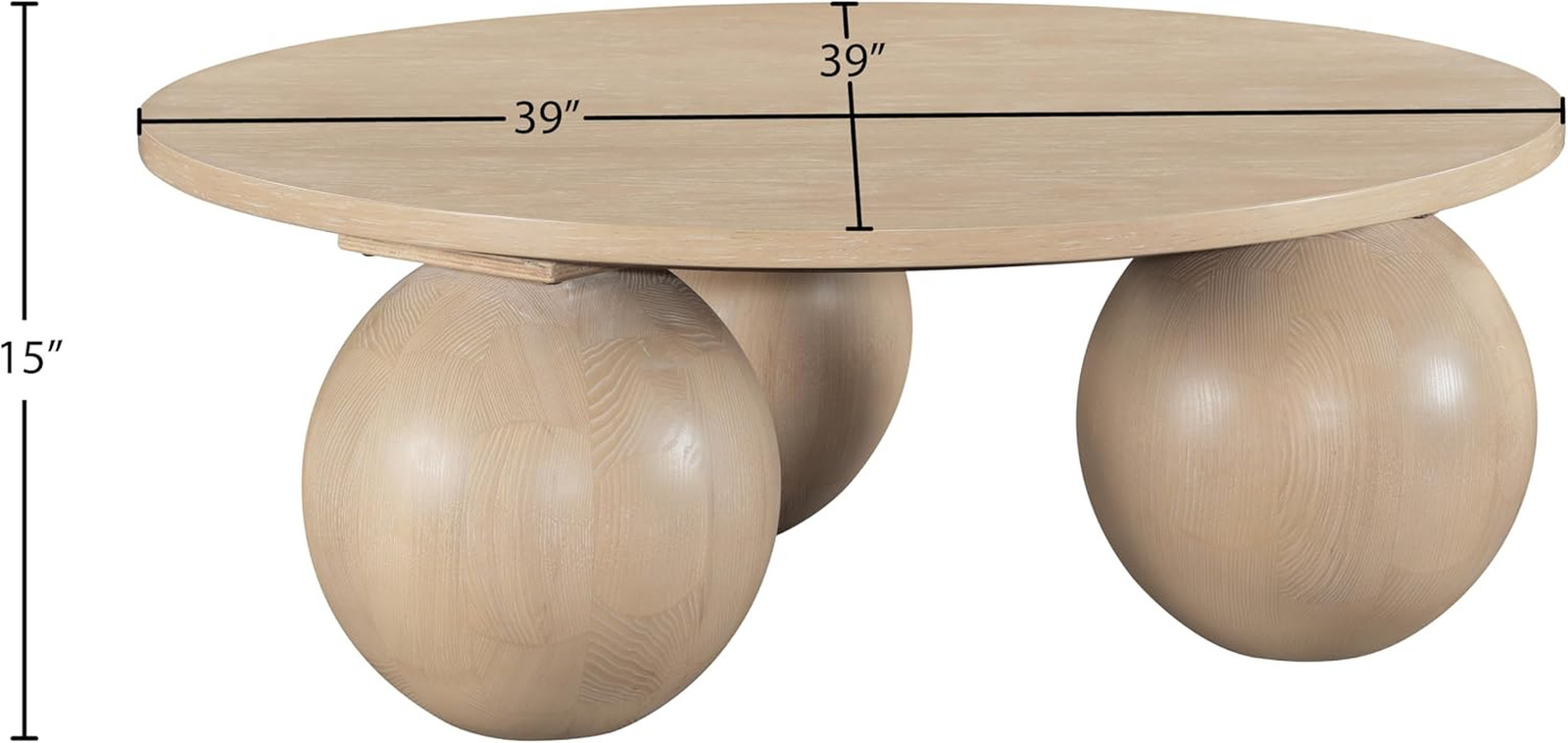 Art Deco Coffee Table – Meridian Furniture Fitch Collection, Natural Oak Finish