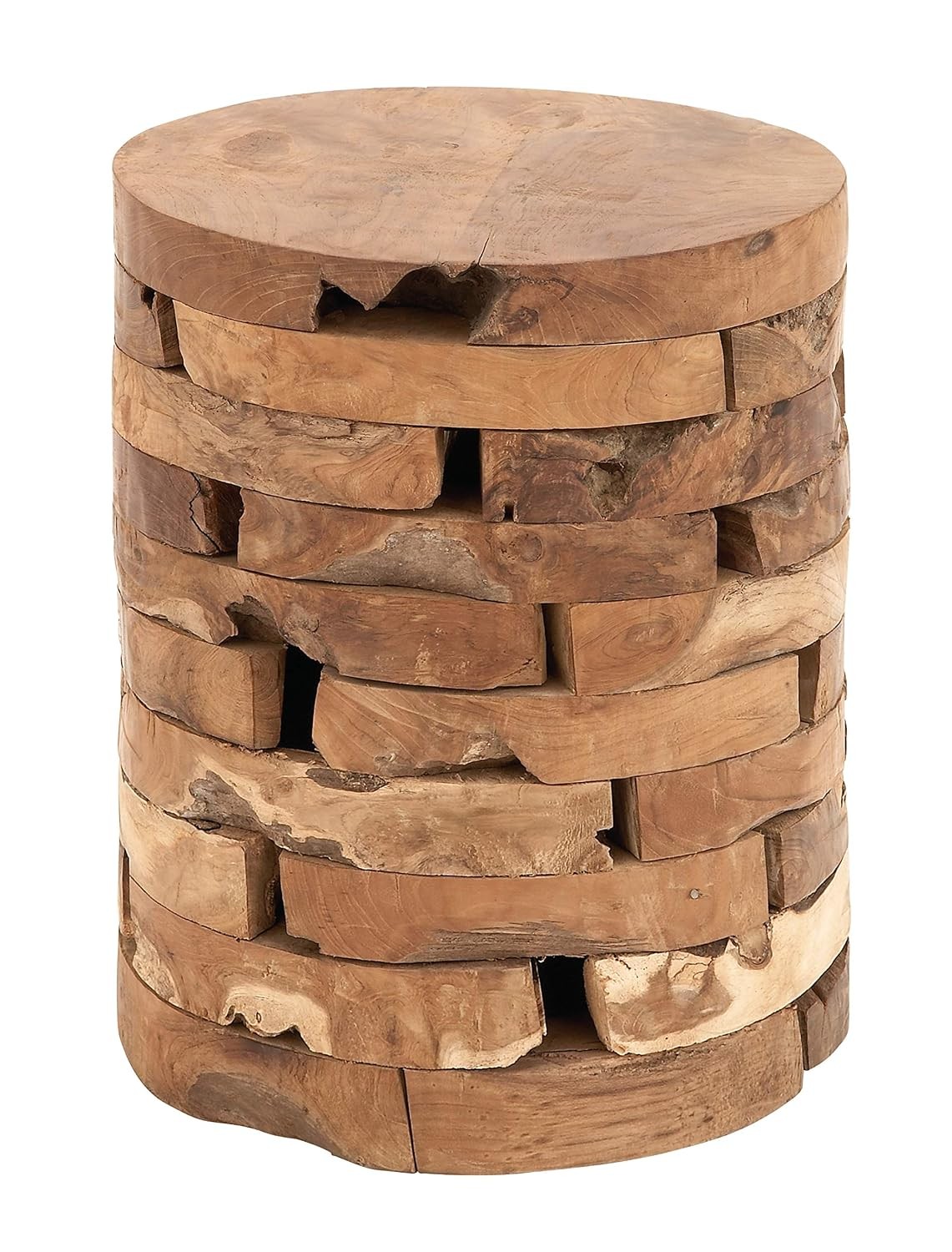 Brown Teak Wood Handmade Live Edge End Table Accent Side Table 14″ x 14″ x 18