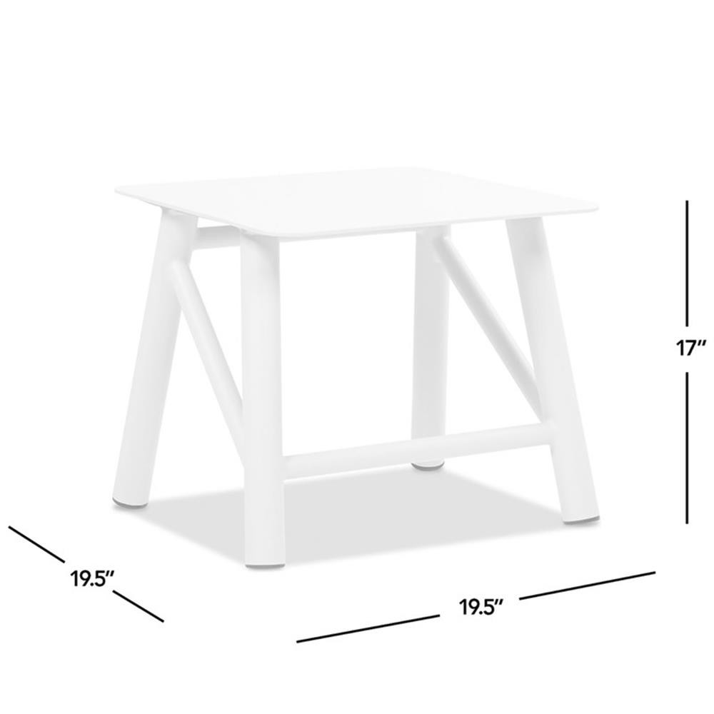 Pemberly Row 19.5″ Square Outdoor Patio Side Table in Light Beige Gray