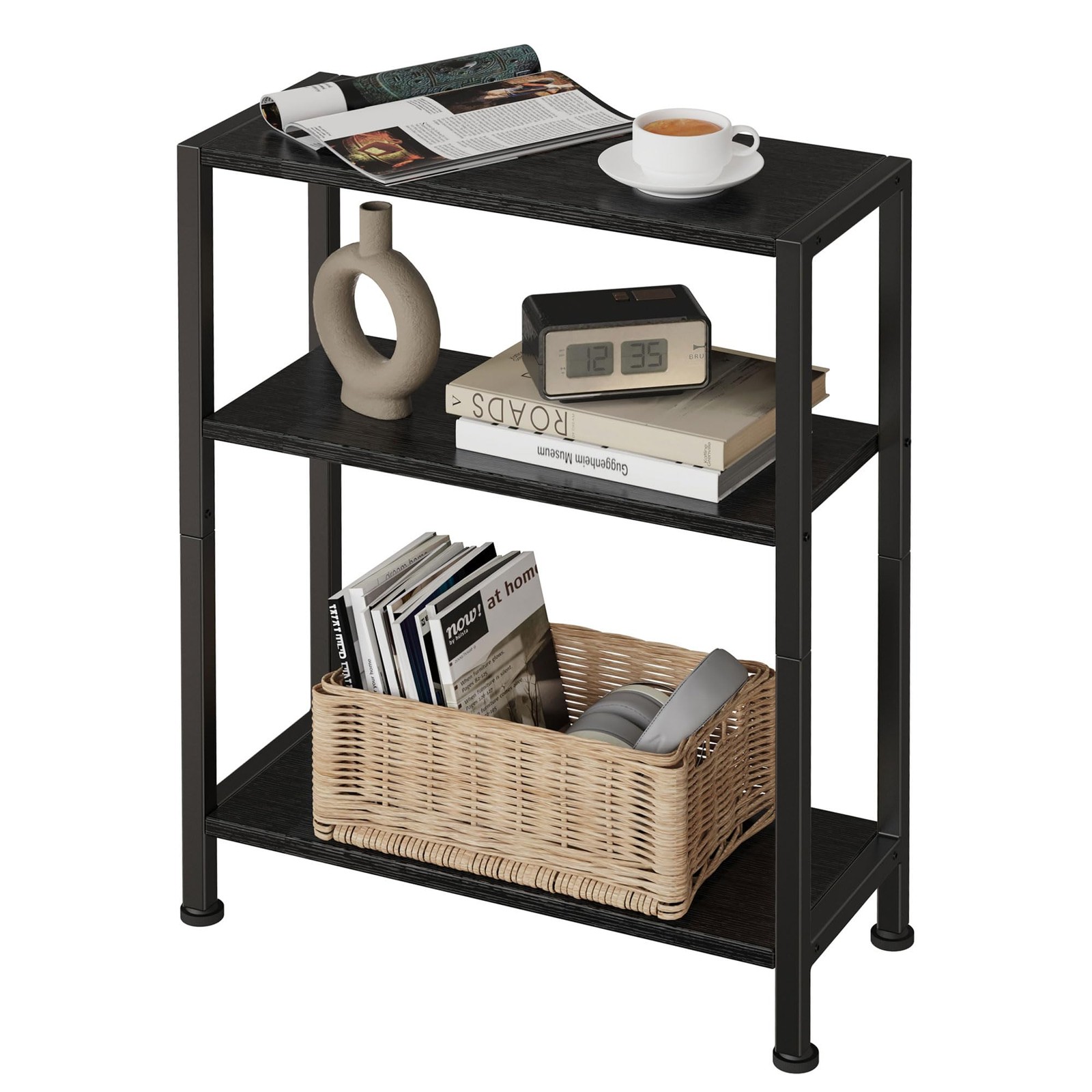 3-Tier Side Table Small End Table Sofa Side Table for Narrow Spaces Slim End