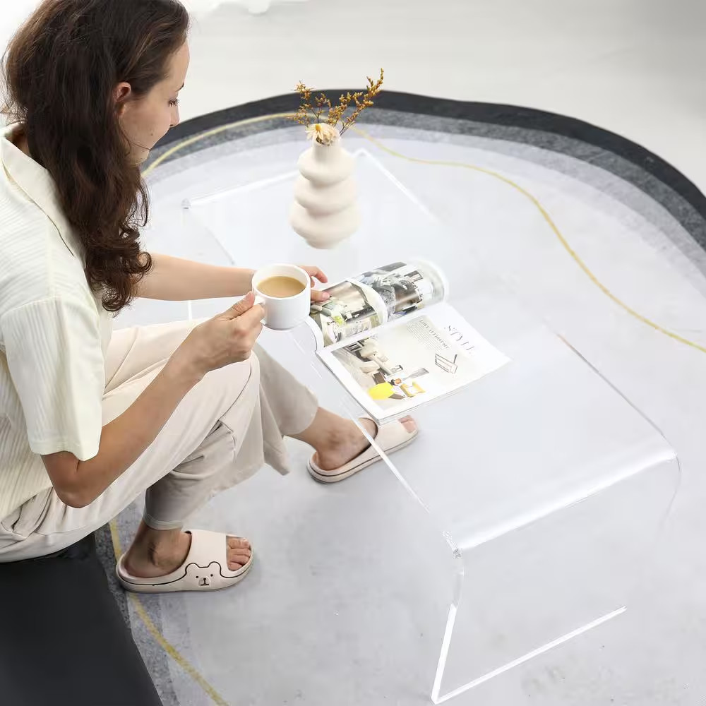 39.25 In. Long Rectangle All Acrylic 15 Mm Thick Waterfall Coffee Table, Clear