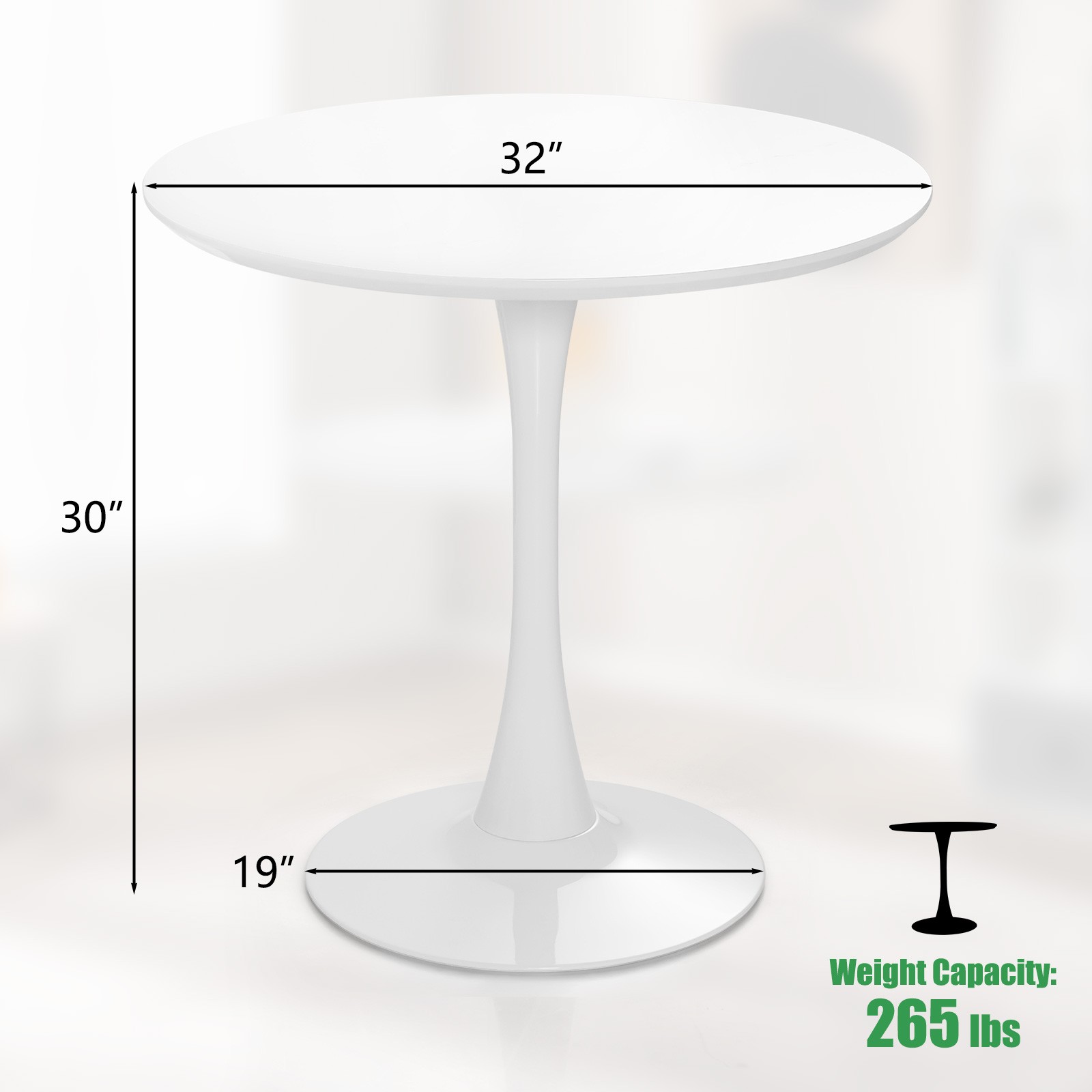 32″ Modern Tulip Kitchen Table Round Dining Table W/MDF Top& Metal Pedestal Base
