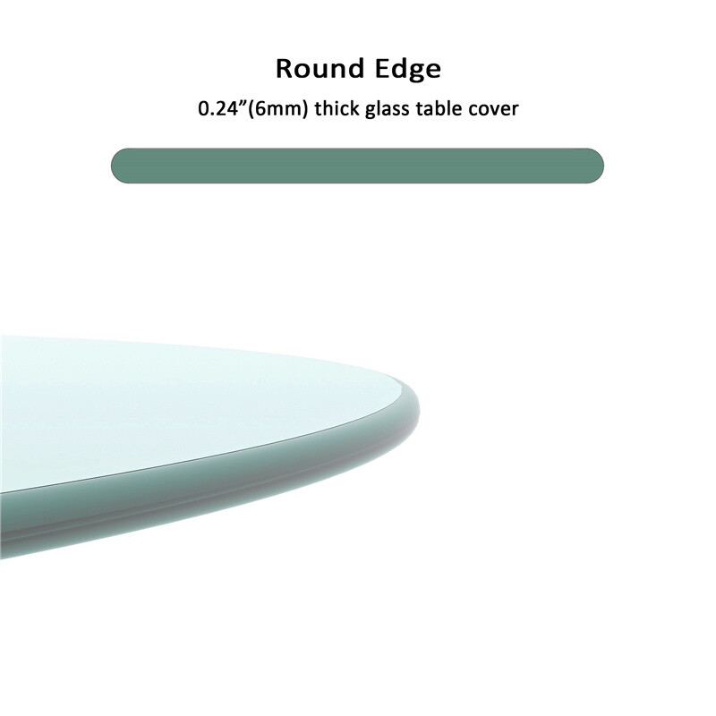20″-36″ Round Tempered Glass Table Top 1/4” Inch Thick Round Polished Edge