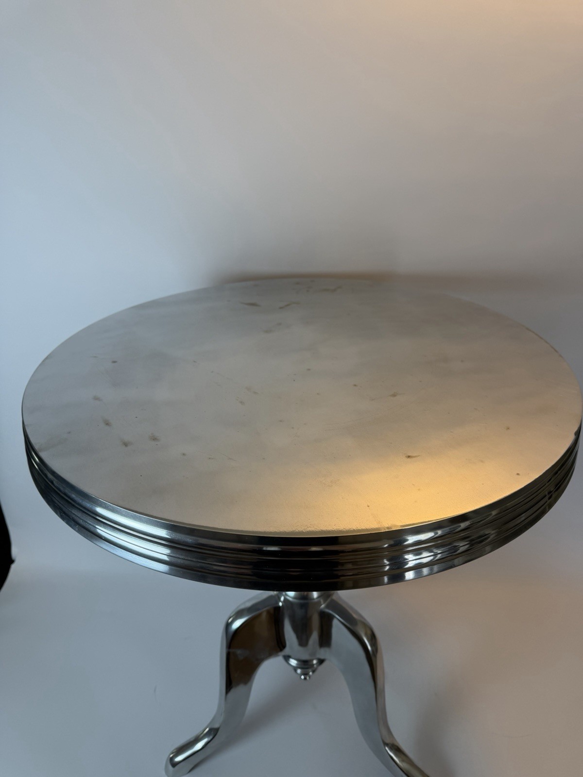 Pair Modern Sculptural Aluminum Pedestal End Tables Contemporary Designer