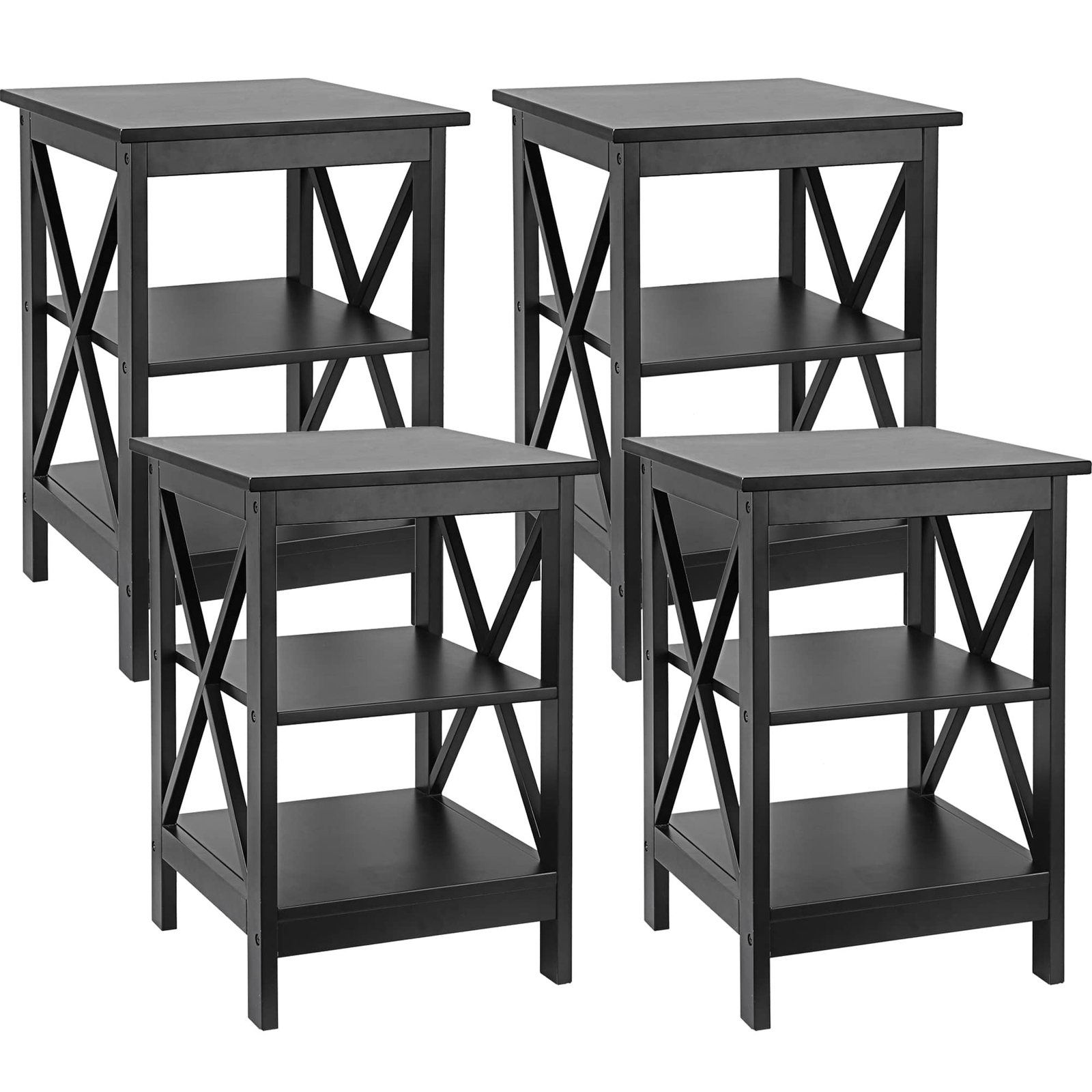 4X End Table Sofa Side End Storage Shelf Black Stand Living Room Bedroom