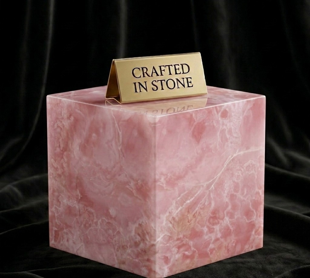 Luxury Pink Onyx Side Table | Natural Stone Cube Pedestal Plinth Display Stand