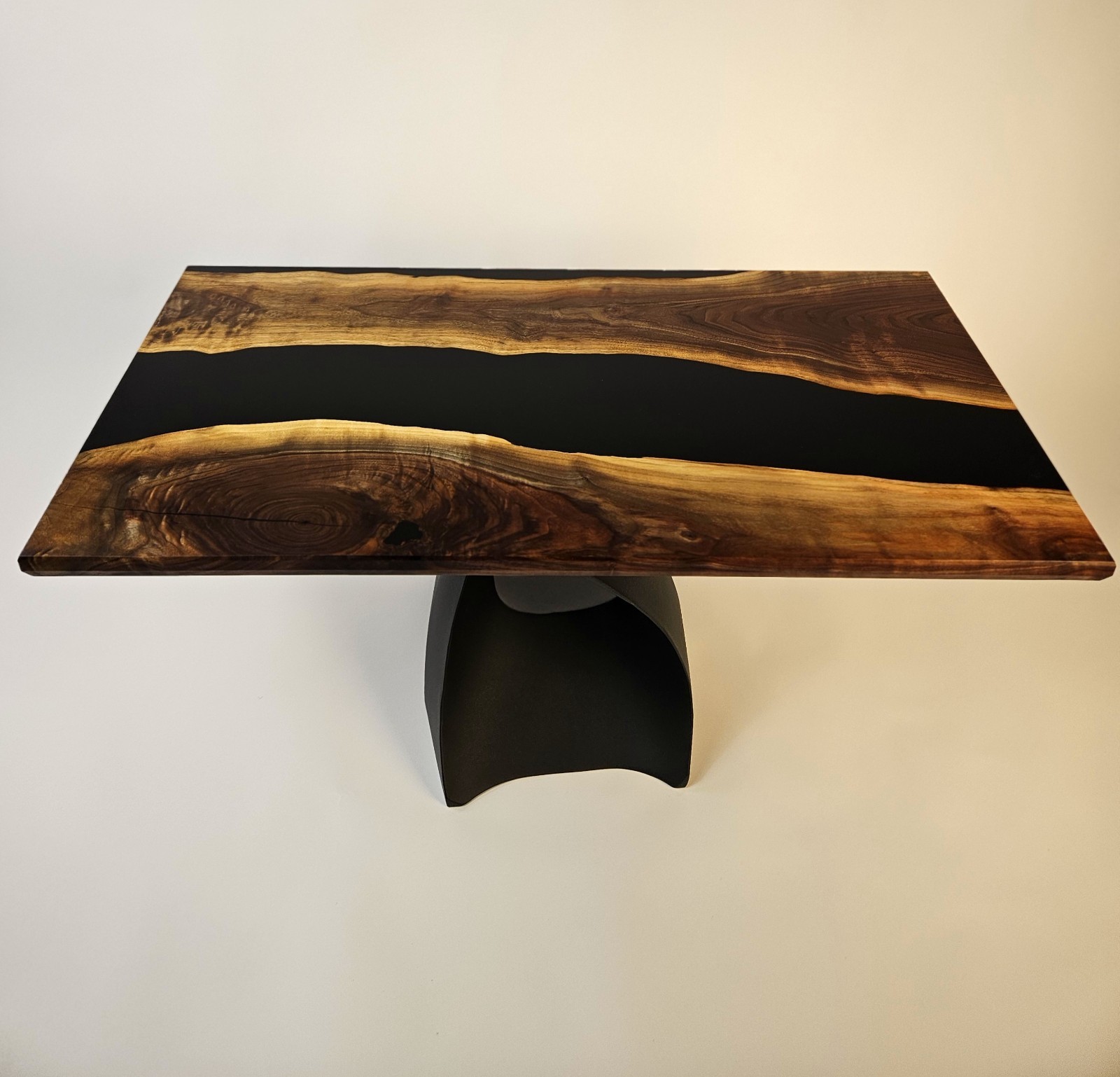 Black Walnut Epoxy Coffee Table | Live Edge River Table | Modern Metal Base