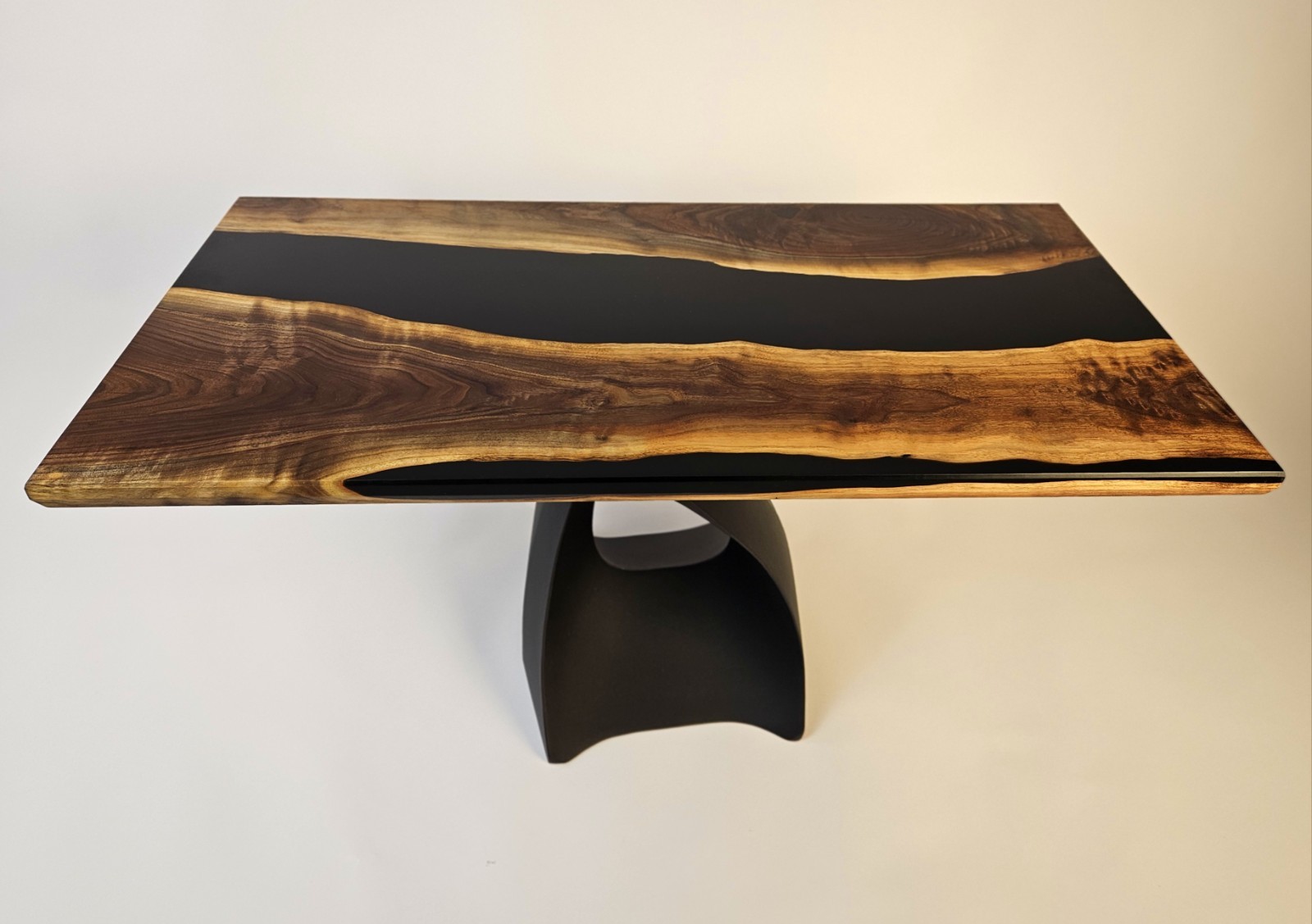 Black Walnut Epoxy Coffee Table | Live Edge River Table | Modern Metal Base