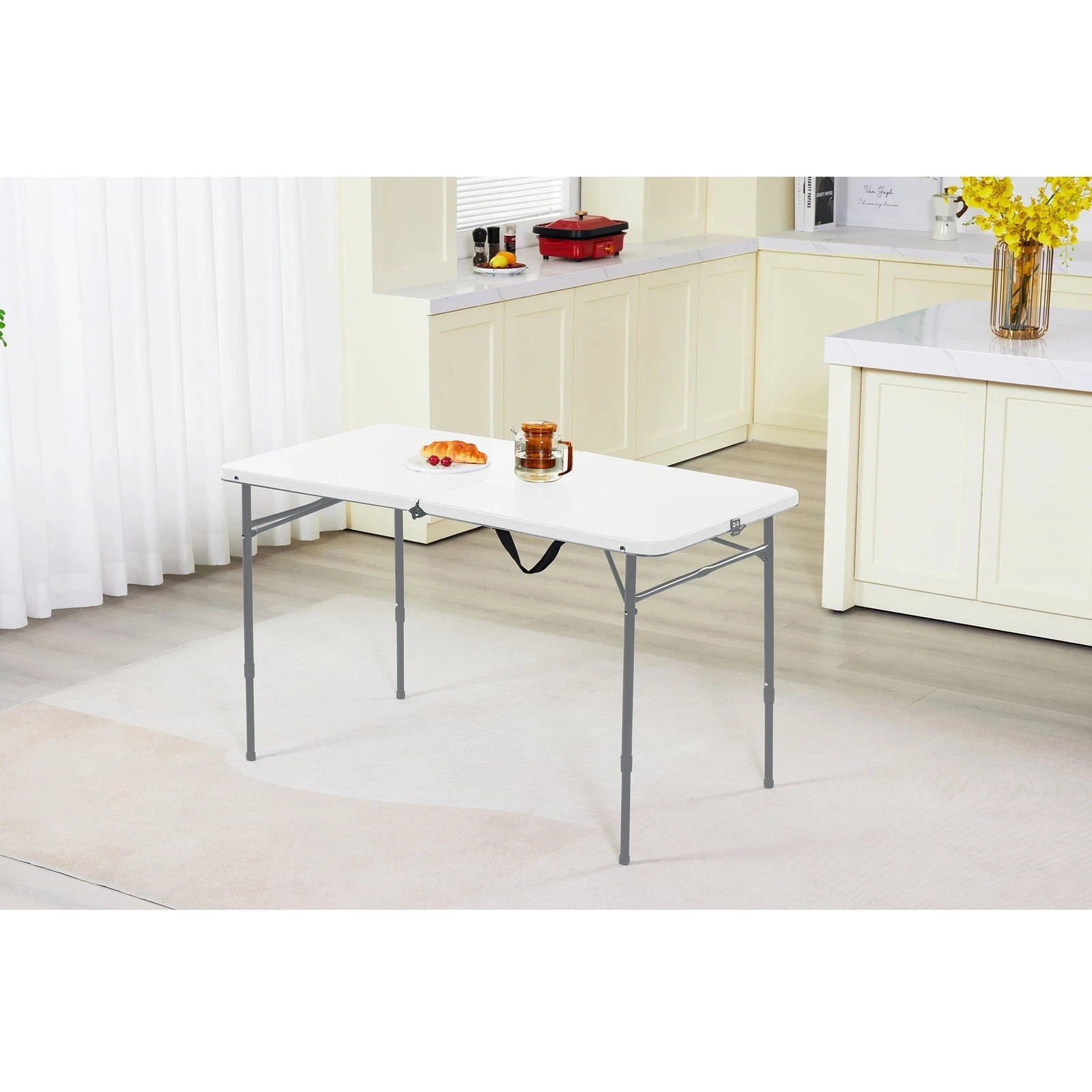 Mainstays 40″ Adjustable Height Centerfold Folding Table, White
