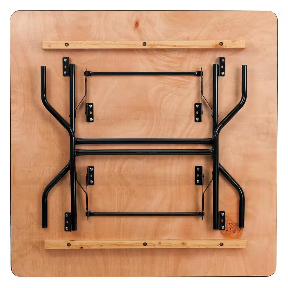 Natural 48 In. Square All-Occasion Wood Folding Event Table, Foldable Square Por