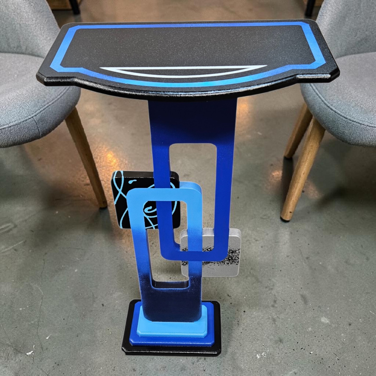 Cobalt Blue Abstract table, Contemporary modern accent end table, 30″ by Art69