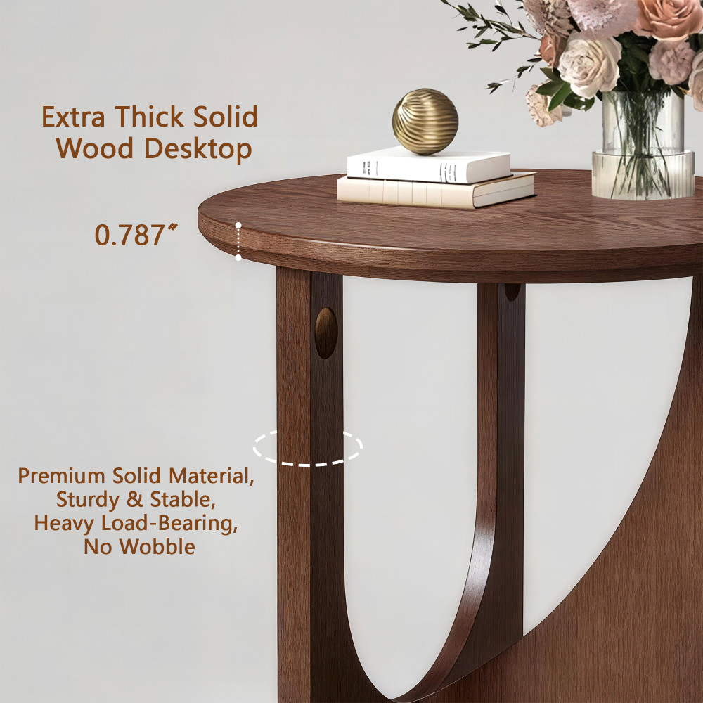 2-Piece Solid Wood Edge Table Set, Natural Wood, Minimalist Center Table