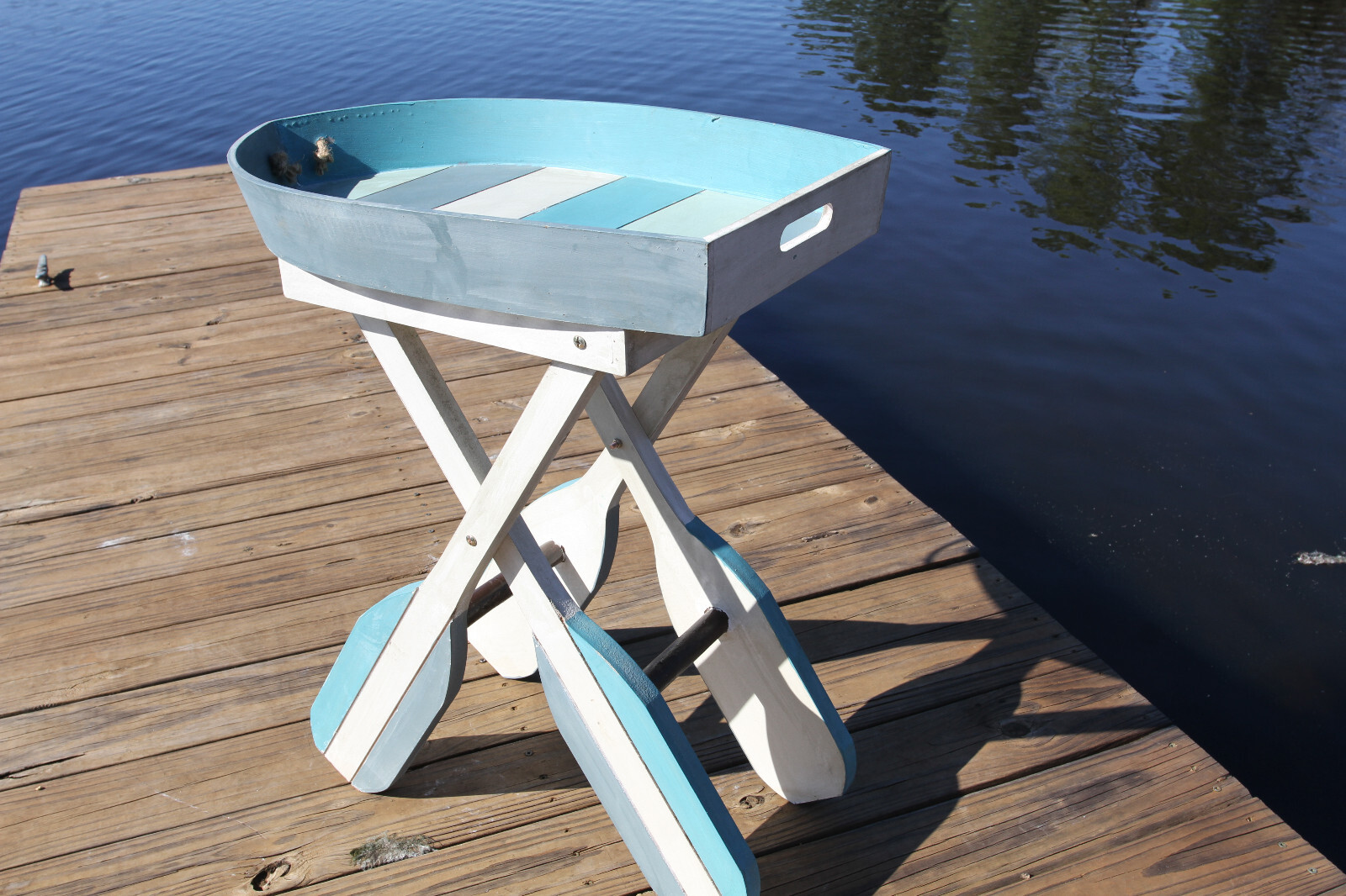 Foldable Boat Shape Side Table For Your Sunroom, Deck Or Patio,all occasion gift