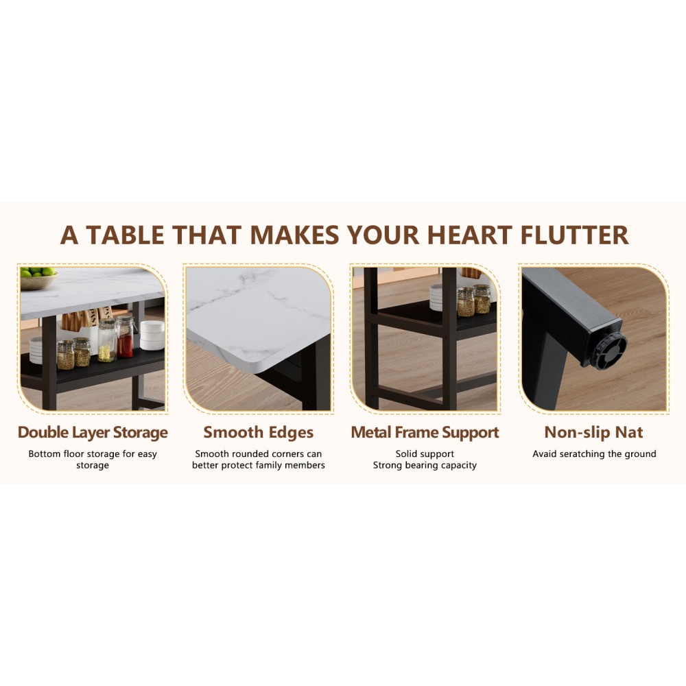Dining Table Four-piece walnut veneer inlay With storage platform
