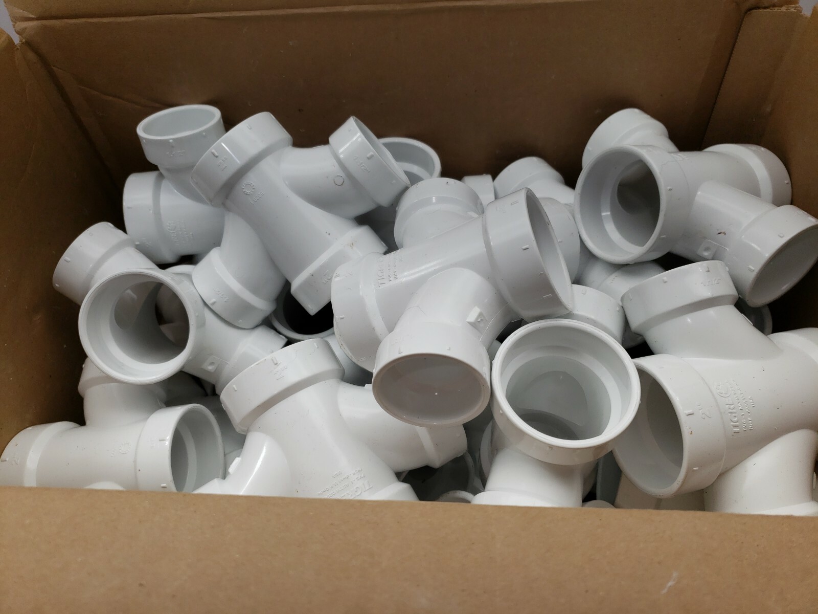 25 EACH TIGER PVC DOUBLE SAN TEE, 2X2X1-1/2X1-1/2