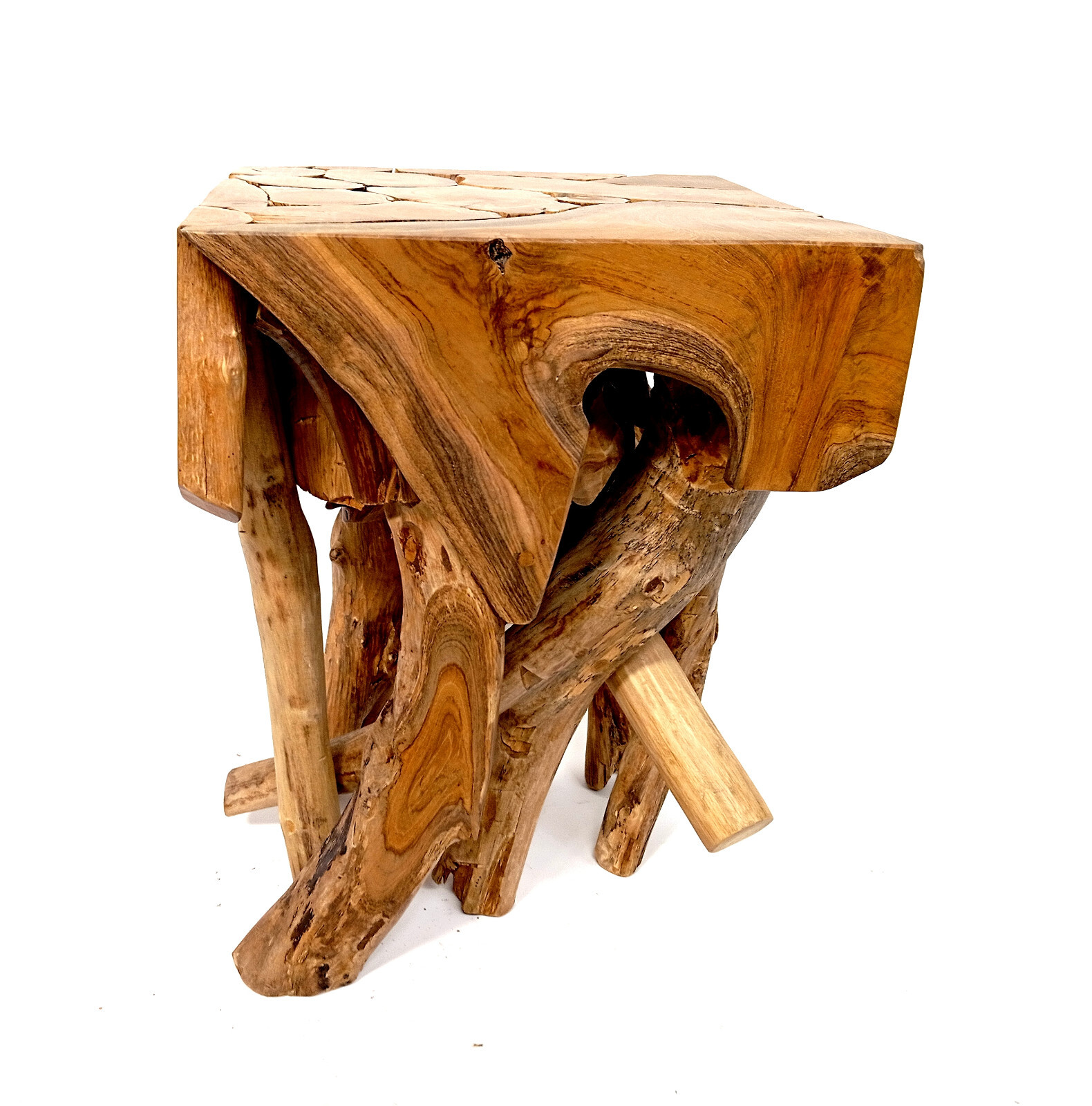 Teak Wood Side Table Root Wood Stool Solid Teak Wood Log Table