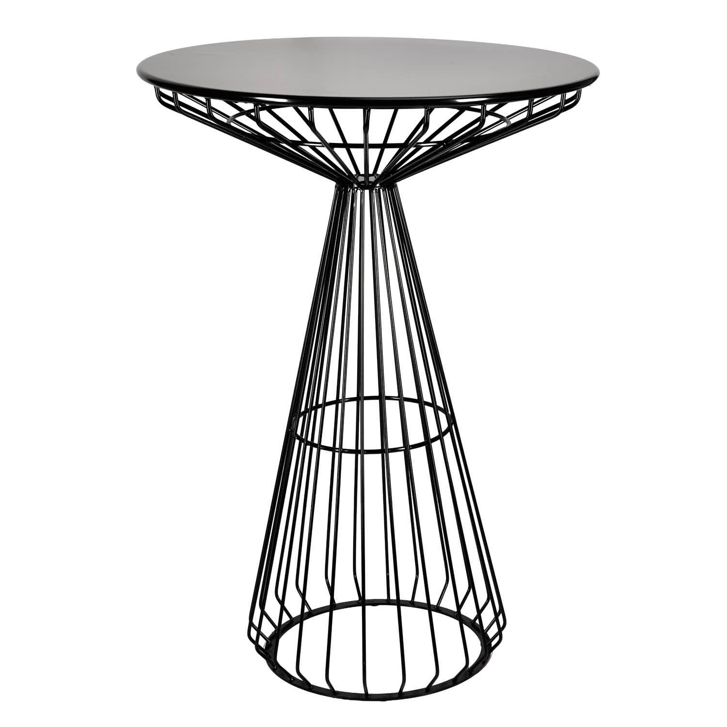 Black Wire Cocktail Table with 32” Round Black Top and Durable Black Steel Base