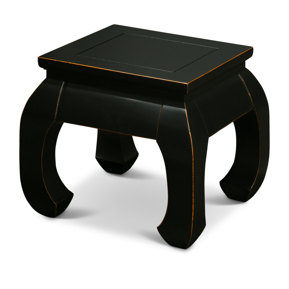 US Seller – Distressed Black Elmwood Chow Leg Square Chinese Table
