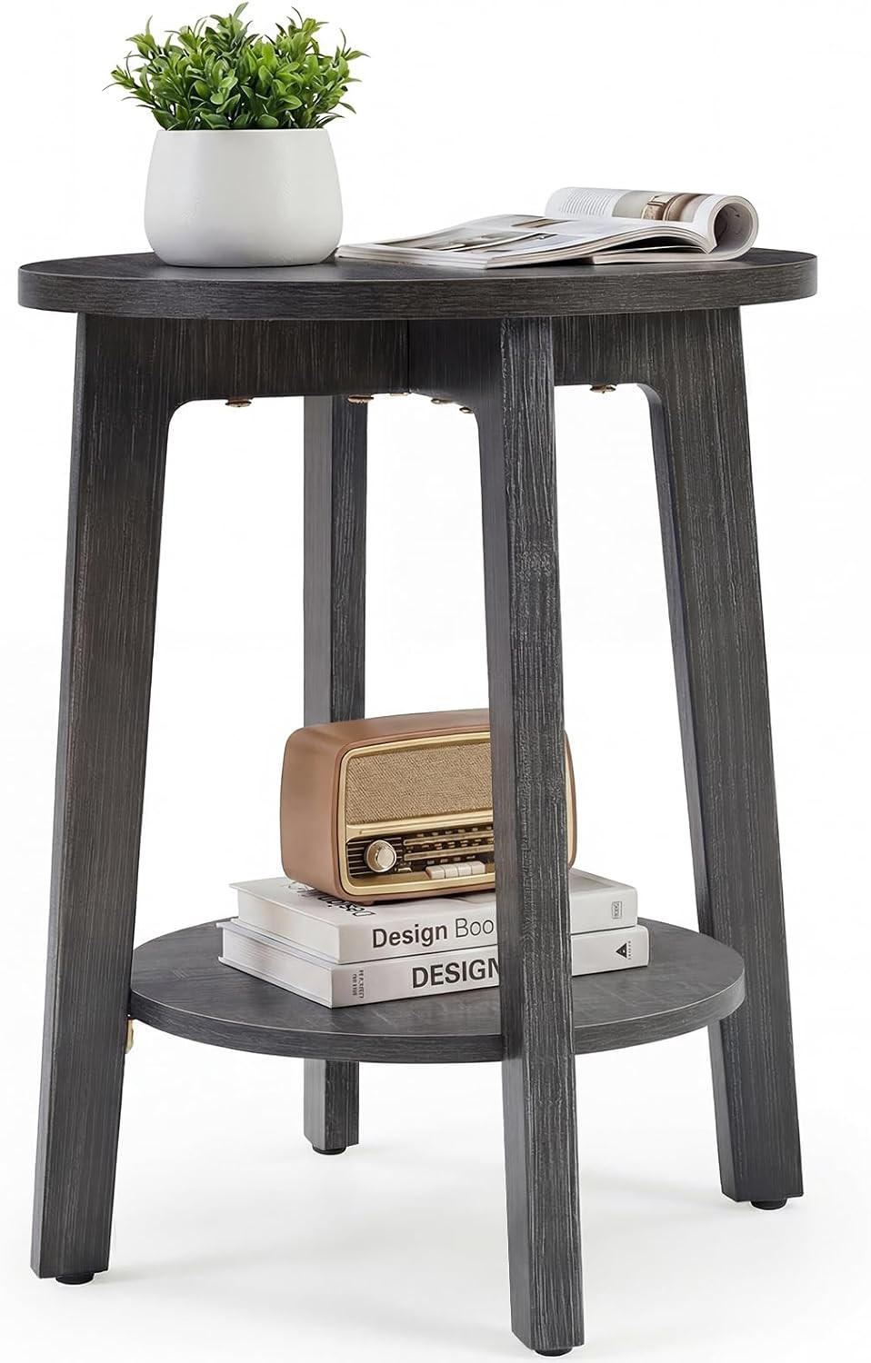 Bedside End Table for Small Spaces, 2-Tier Boho Accent Side Table with Storage S
