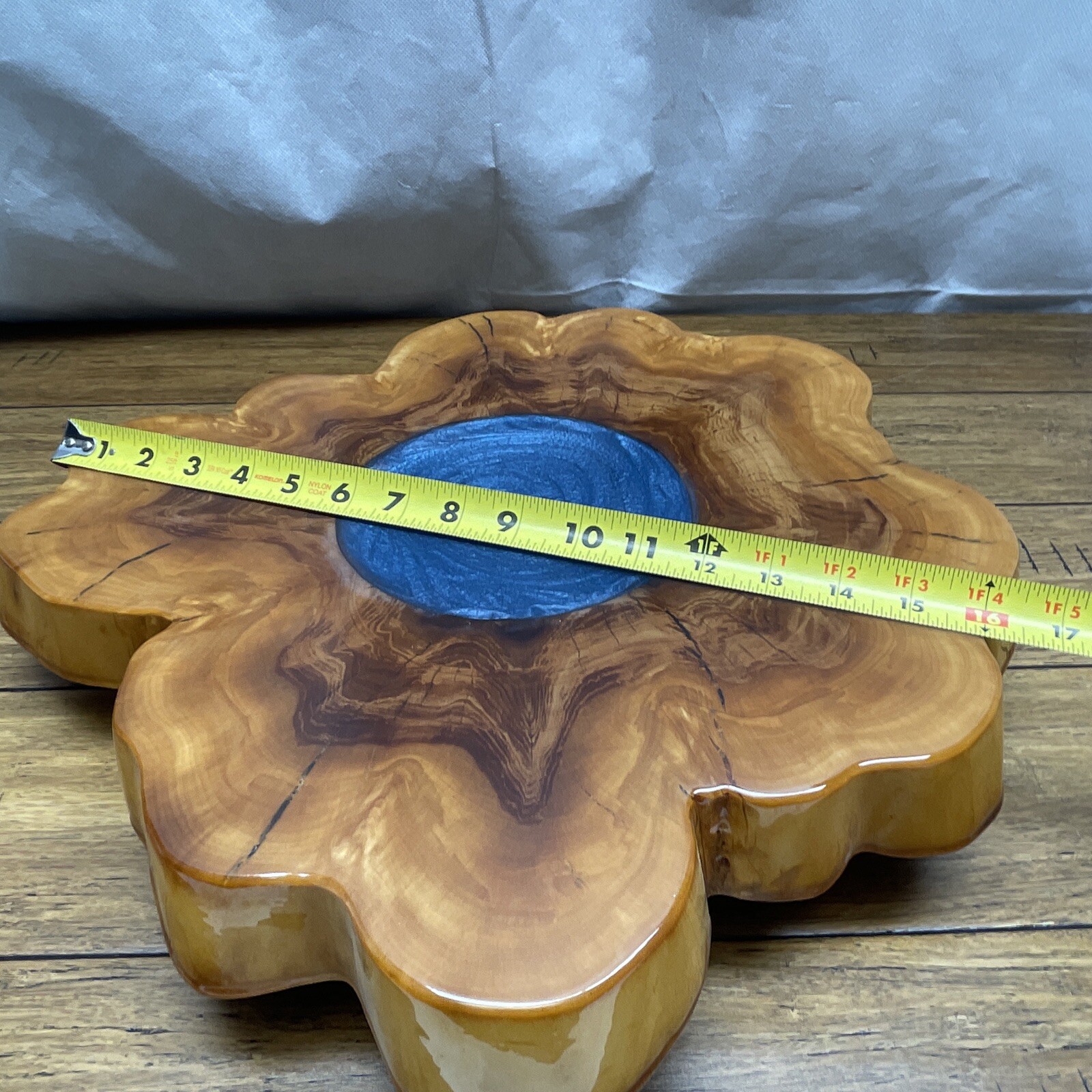 Handmade Florida Cedar Tree Slice Blue Pool Epoxy Lazy Susan Apathetic Annie