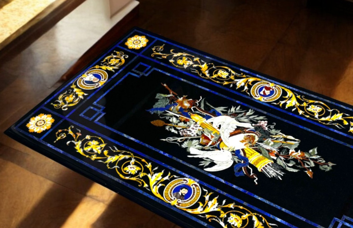 4ft x 2ft Beautiful Coffee Table Top Marble Inlaid Pietra Dura Floral Voge…