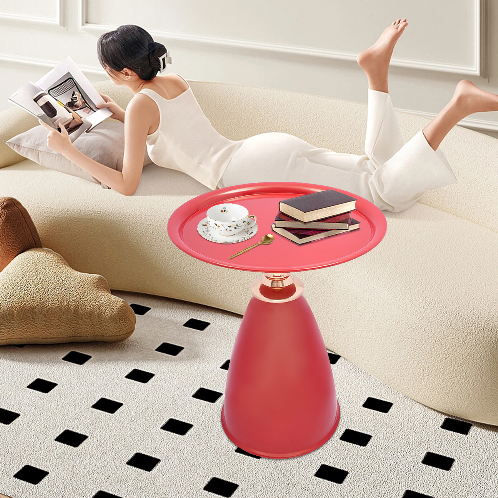 Modern Side End Table Round Side Table Freestanding Living Room Side Table