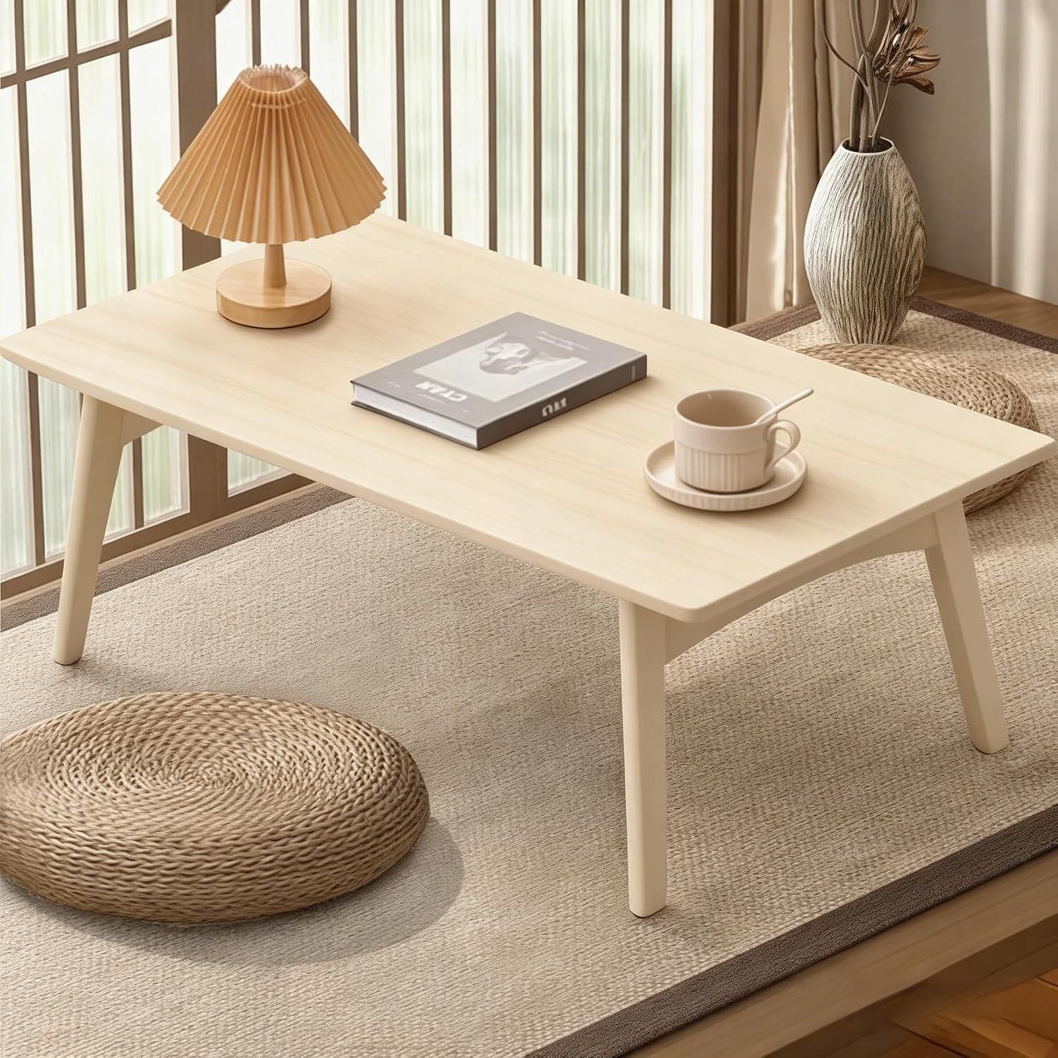 Foldable Bamboo Coffee Table – Portable Low Desk for Living Room & Bedroom