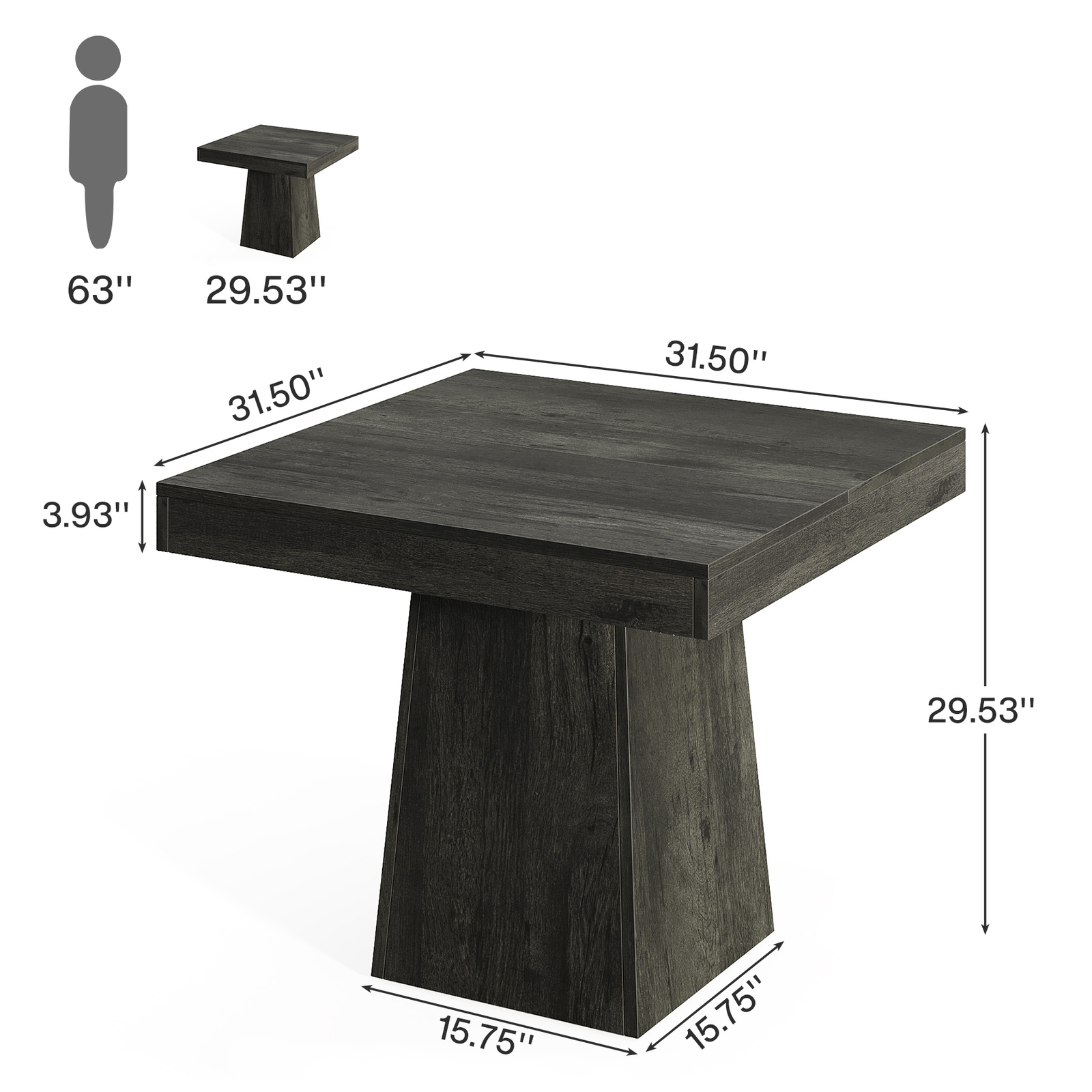 Tribesigns 31.5″ Square Dining Table Small Dinner Kitchen Table for 4 People