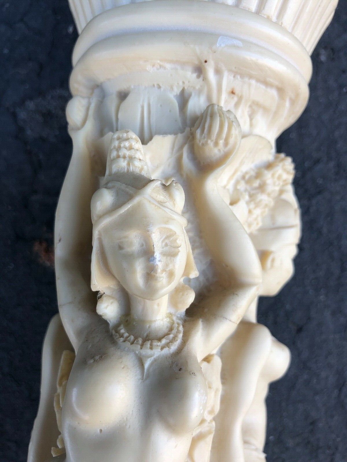 Vintage Asian Solid Resin With Embossed Carved