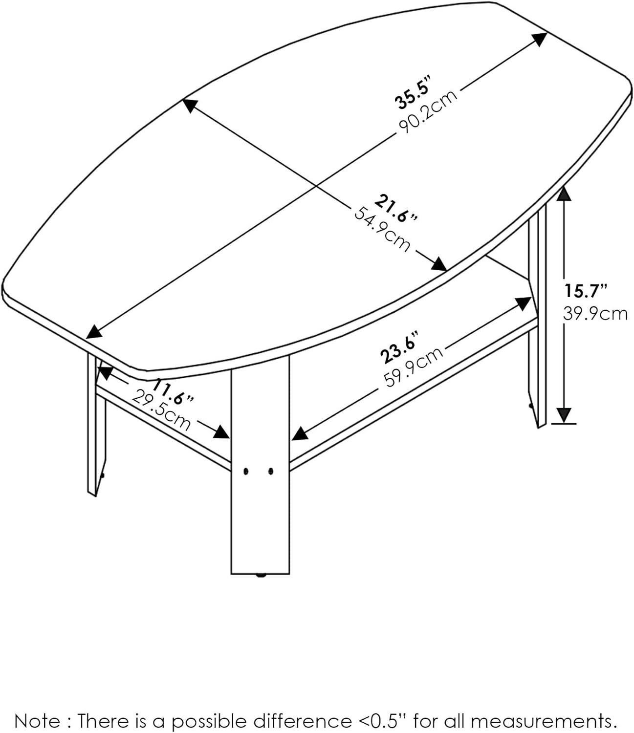 Versatile Espresso Coffee Table with Rounded Edges – Fits Perfectly in Any Room