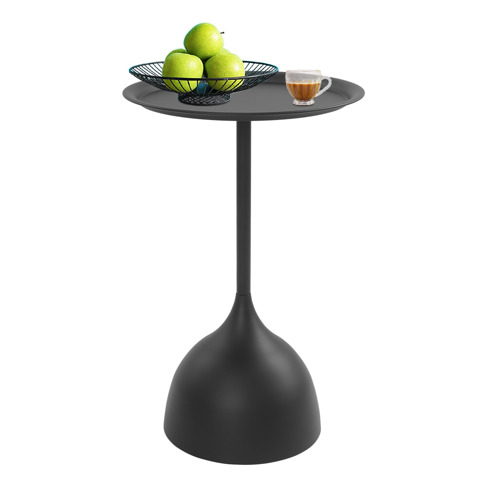 Modern Industrial Black Iron Side Table 15.75in Round Top 23.62in High