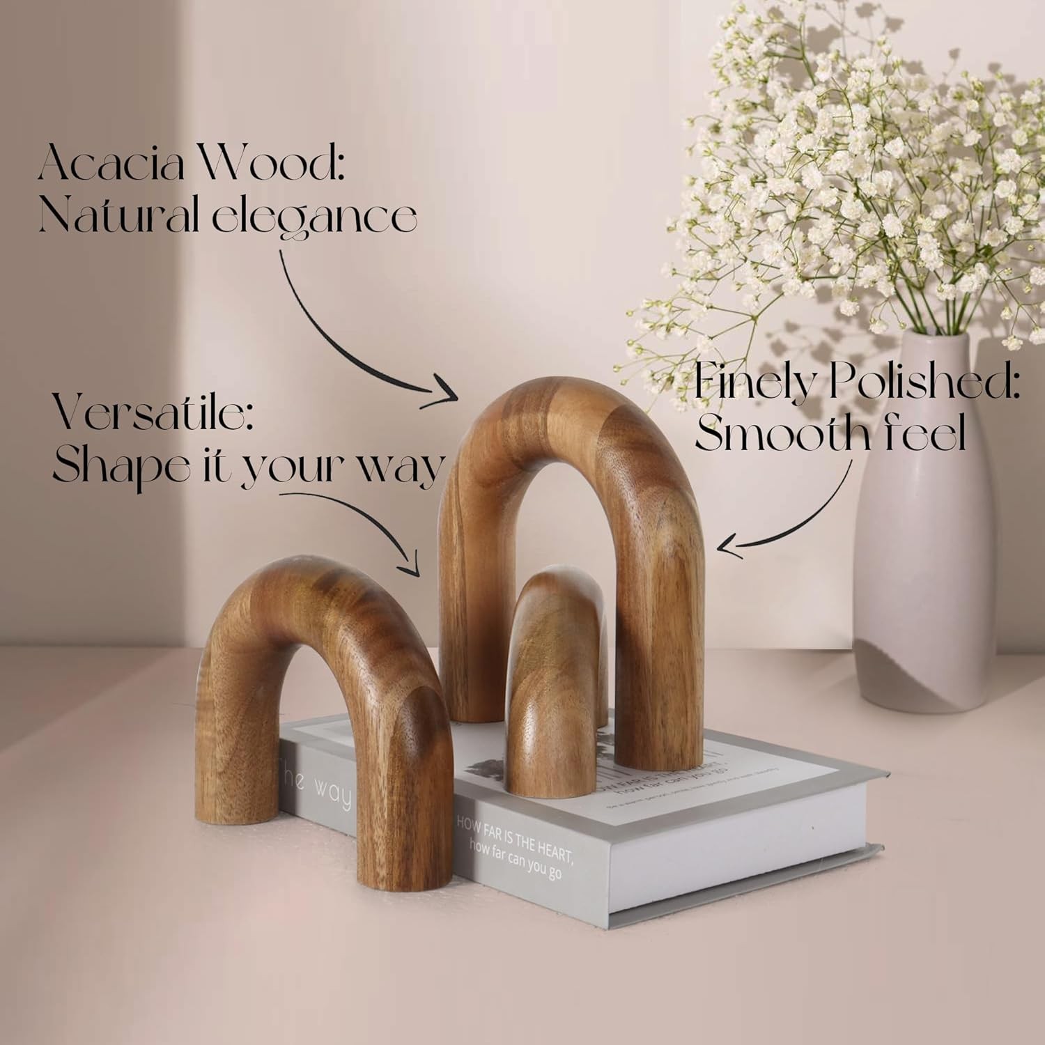 3 Pcs Wood Shelf Decor Aesthetic, Modern Aesthetic Home Decor Accent